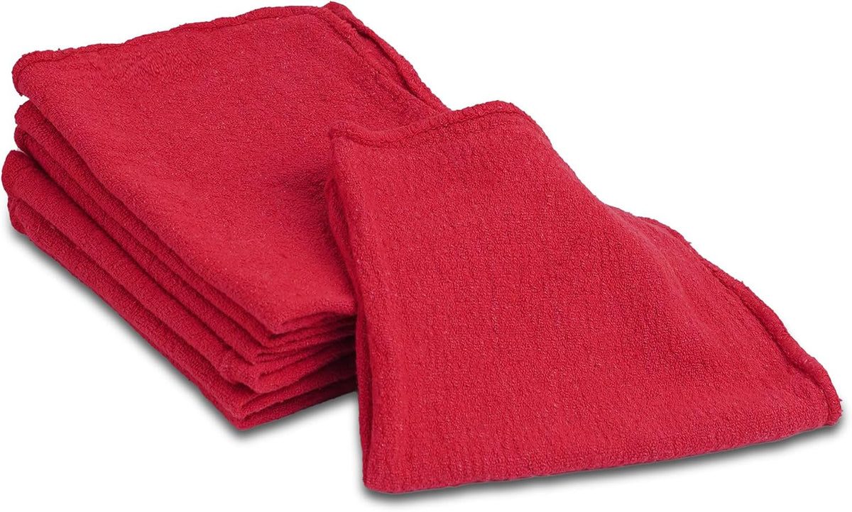 Cotton Shop Towels - Pack of 25 Cleaning Rags 12'' x 14'' - Super Soft and Absorbent Shop Rags for