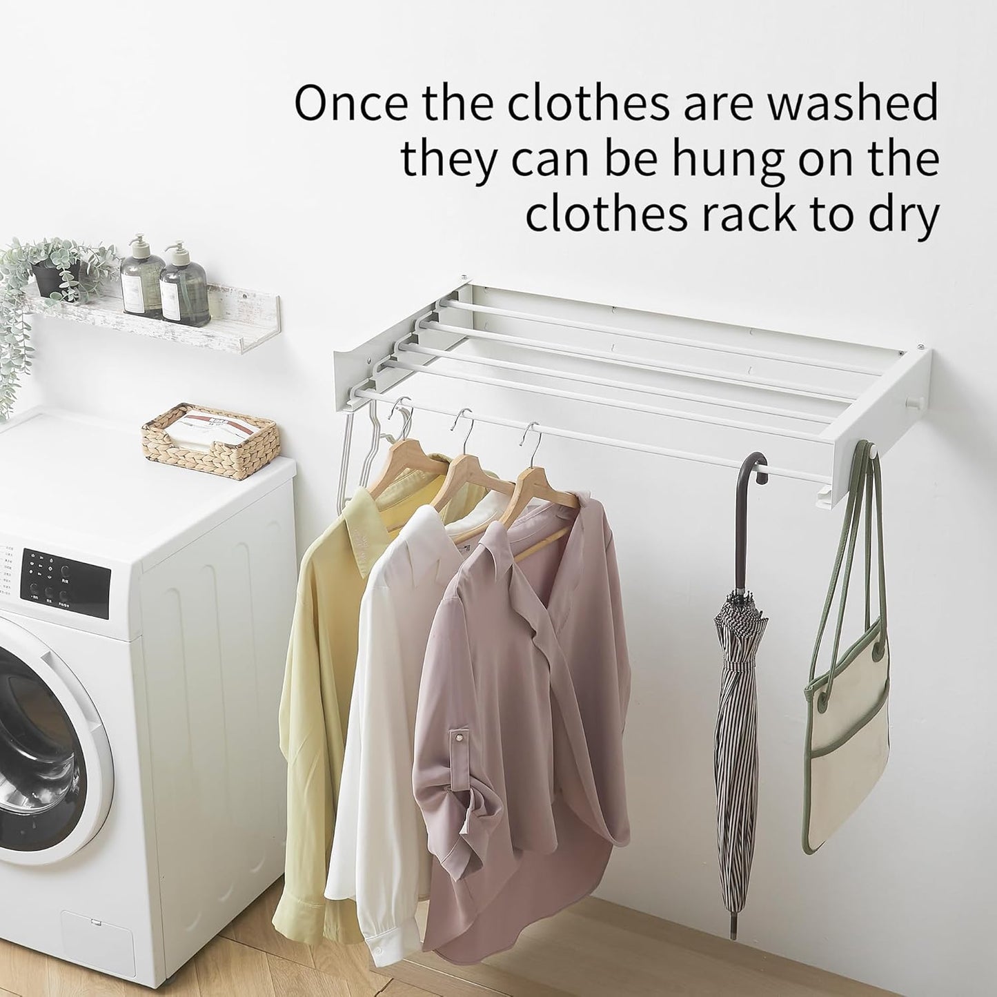 Clothes Drying Rack,Laundry Hanging Rack Collapsible,Wall Mounted Drying Rack for Laundry,Foldable