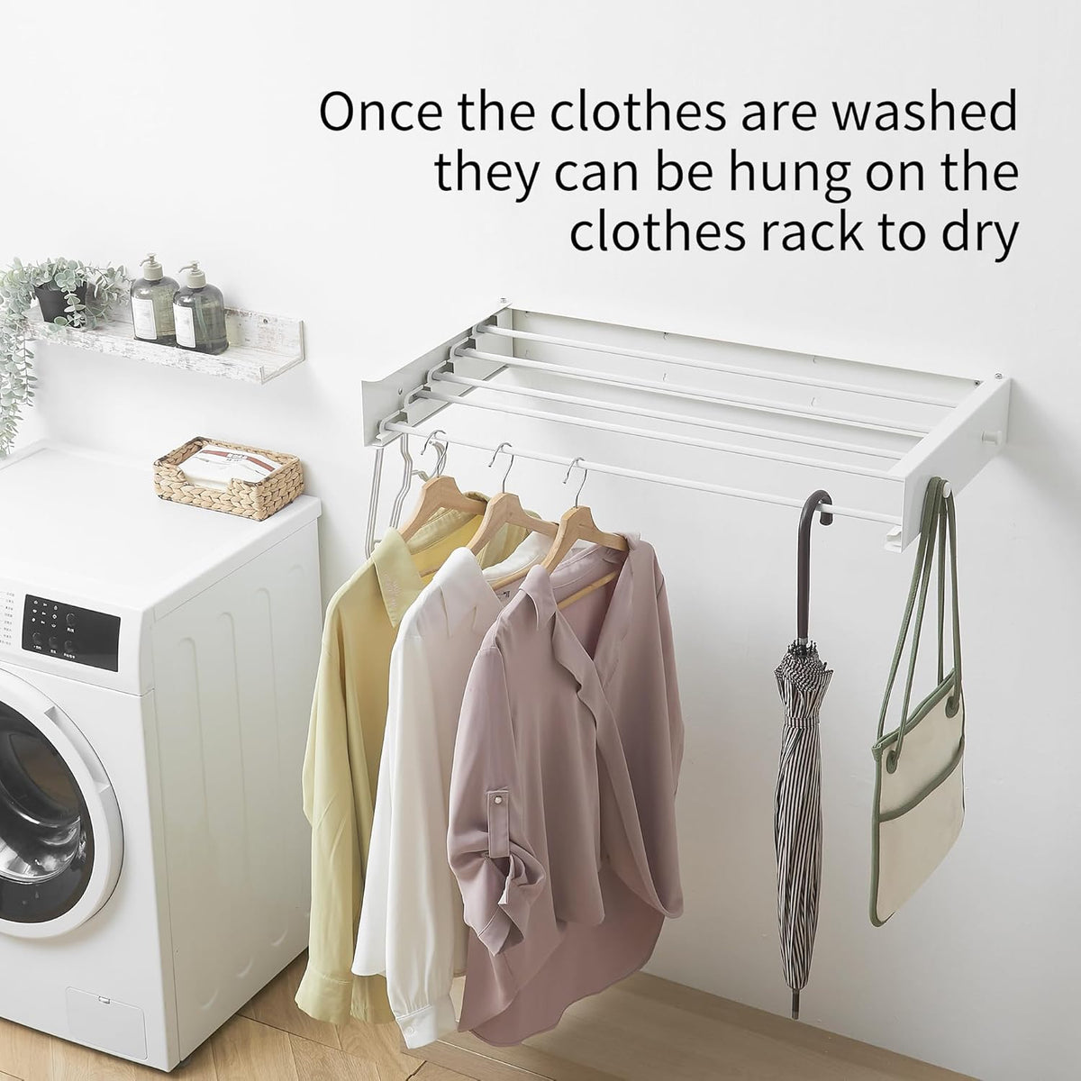 Clothes Drying Rack,Laundry Hanging Rack Collapsible,Wall Mounted Drying Rack for Laundry,Foldable