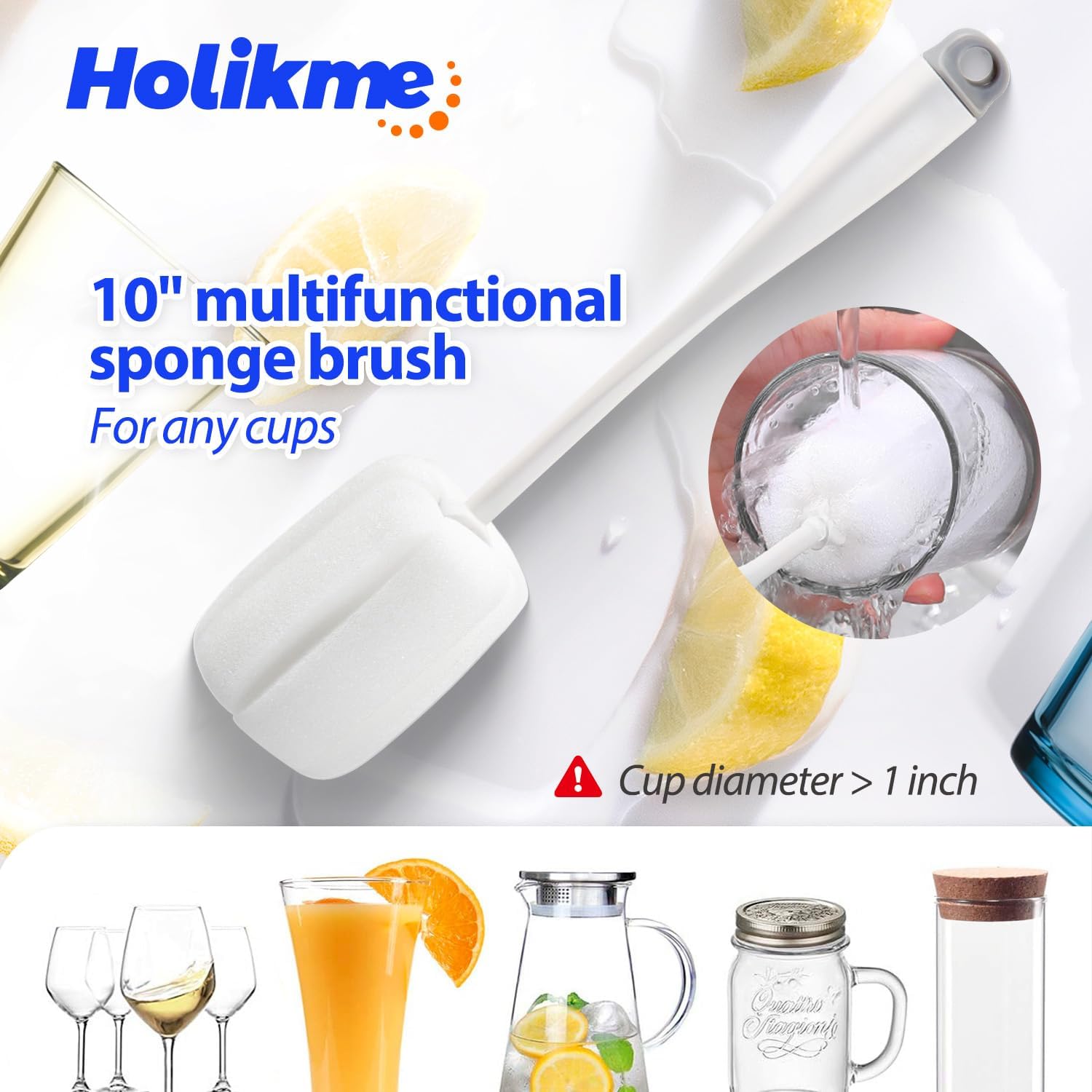 Holikme Bottle Brush Tube Cleaning Lab Set with Long Handle, Cup Cleaner for Washing Narrow Neck