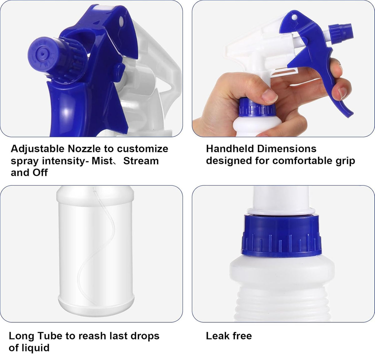 Eccliy 12 Pcs 16 Oz Plastic Spray Bottle, Adjustable Empty Reusable Sprayer for Cleaning, Planting