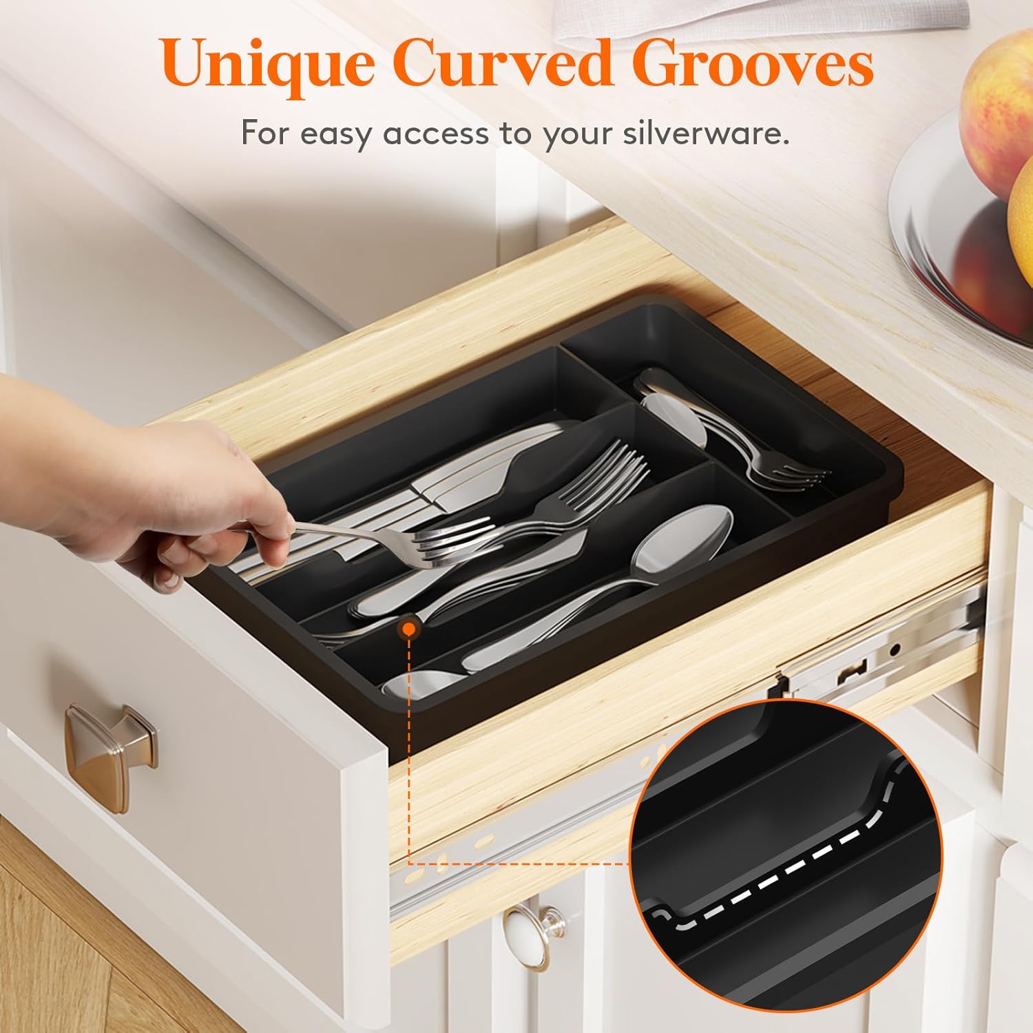 Lifewit Silverware Tray, Cutlery Drawer Organizer Storage for Kitchen, Plastic Flatware Utensil