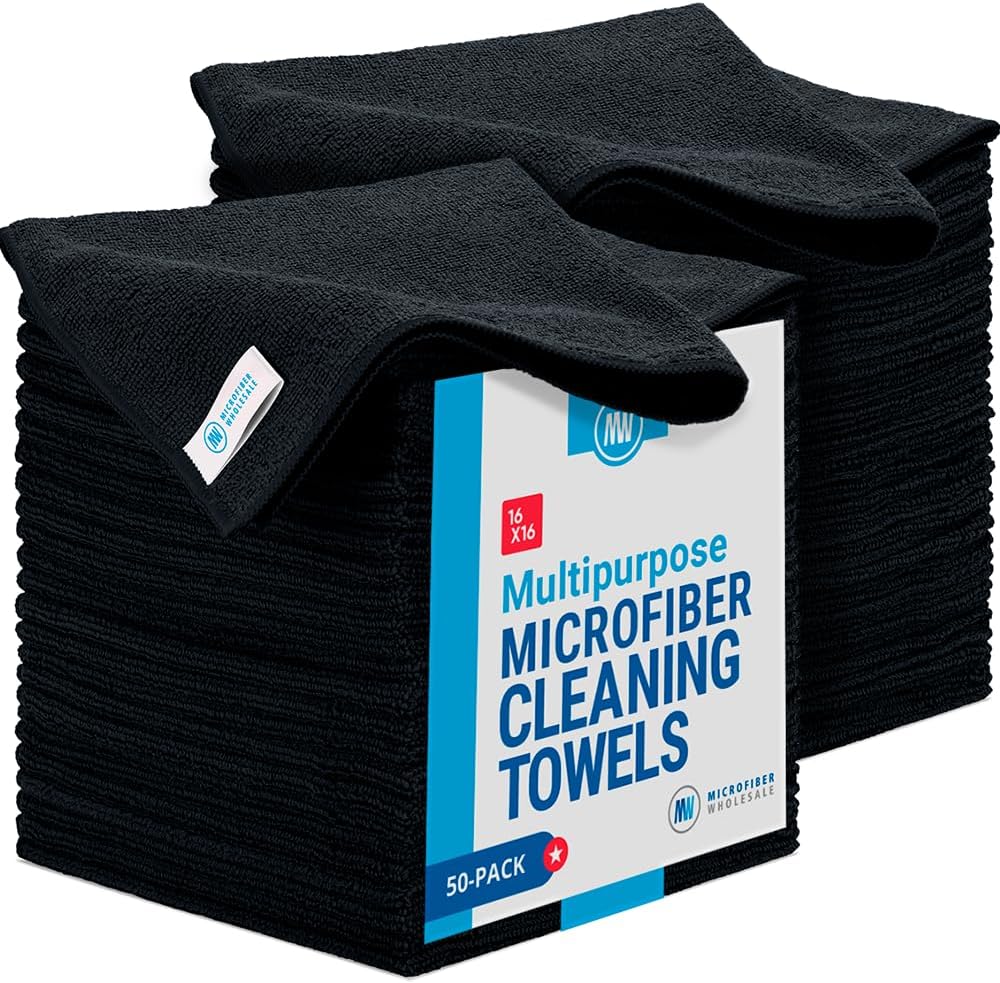 Microfiber Wholesale 16" x 16" All Purpose Towels - 50 Pack - Reusable Wash Cloths, Dust, Kitchen