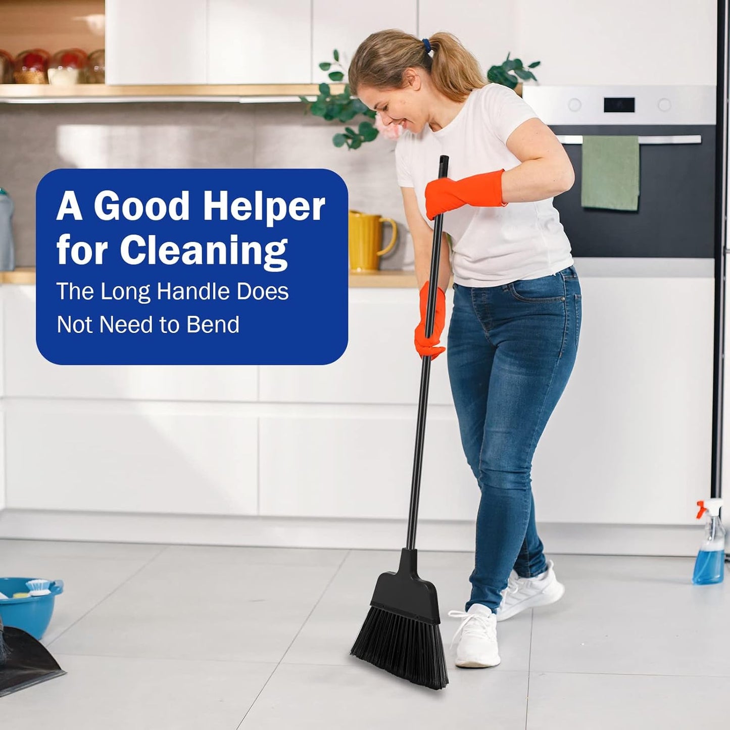 8 Pcs Outdoor Broom for Floor Cleaning 54 Inch Commercial Heavy Duty Broom Long Handle Kitchen
