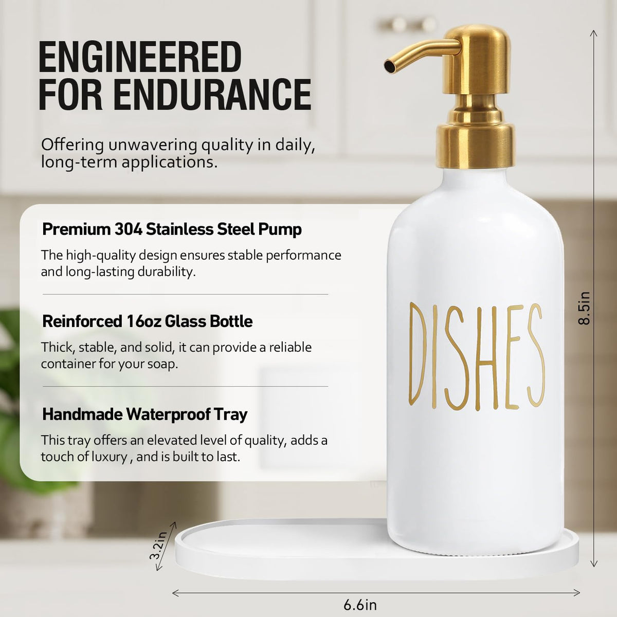 MOMEEMO Kitchen Soap Dispenser Set, Contains Dish and Hand Soap Dispenser, Suitable for Kitchen