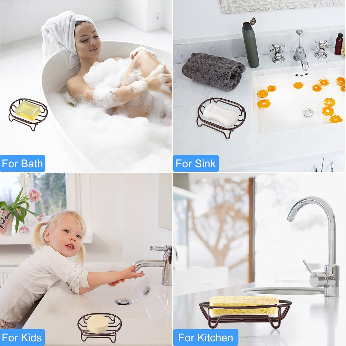 Soap Dish for Shower Bathroom Bar Soap Holder, Stainless Steel Self-draining Soap Rack Tray Saver