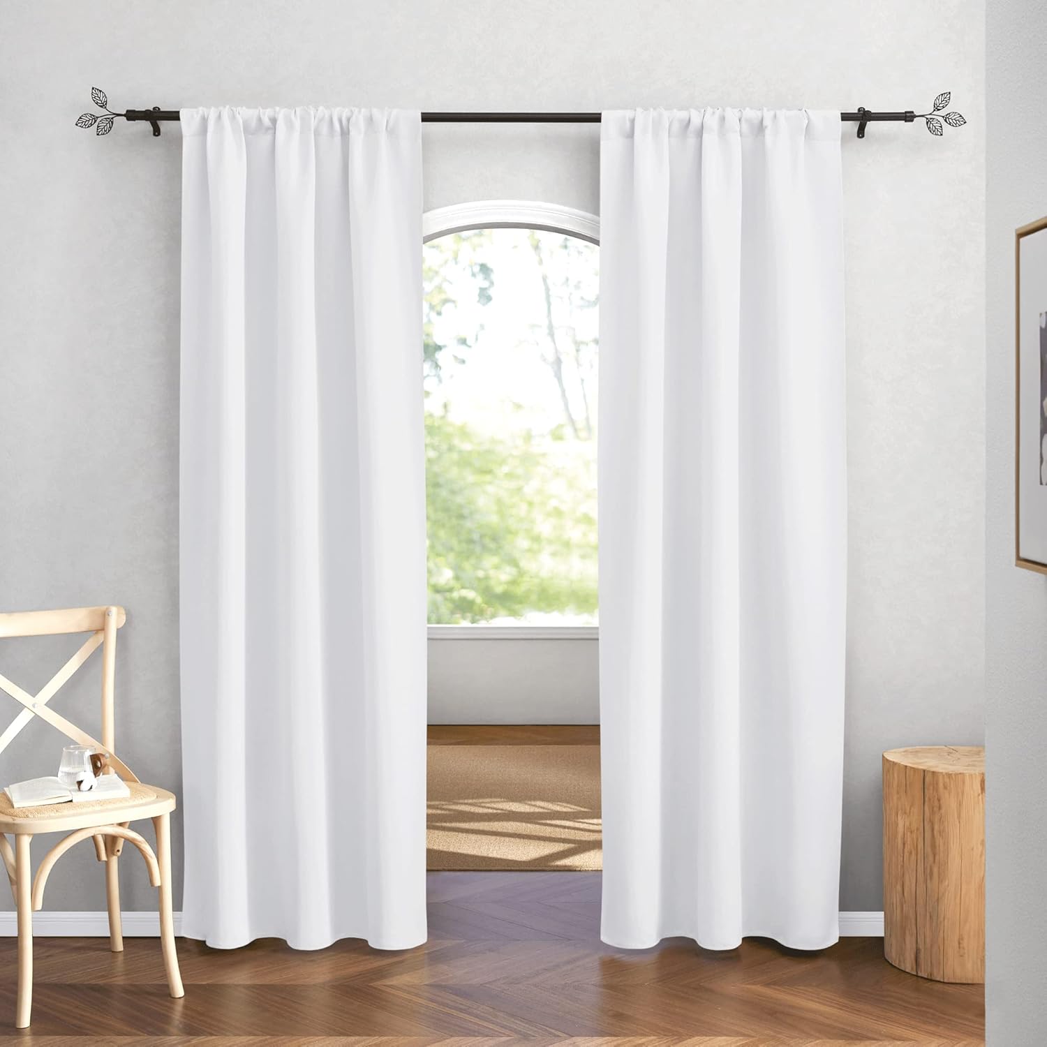 RYB HOME White Curtains for Bedroom - Privacy Window Curtains Sunlight & UV Shades 50% Room
