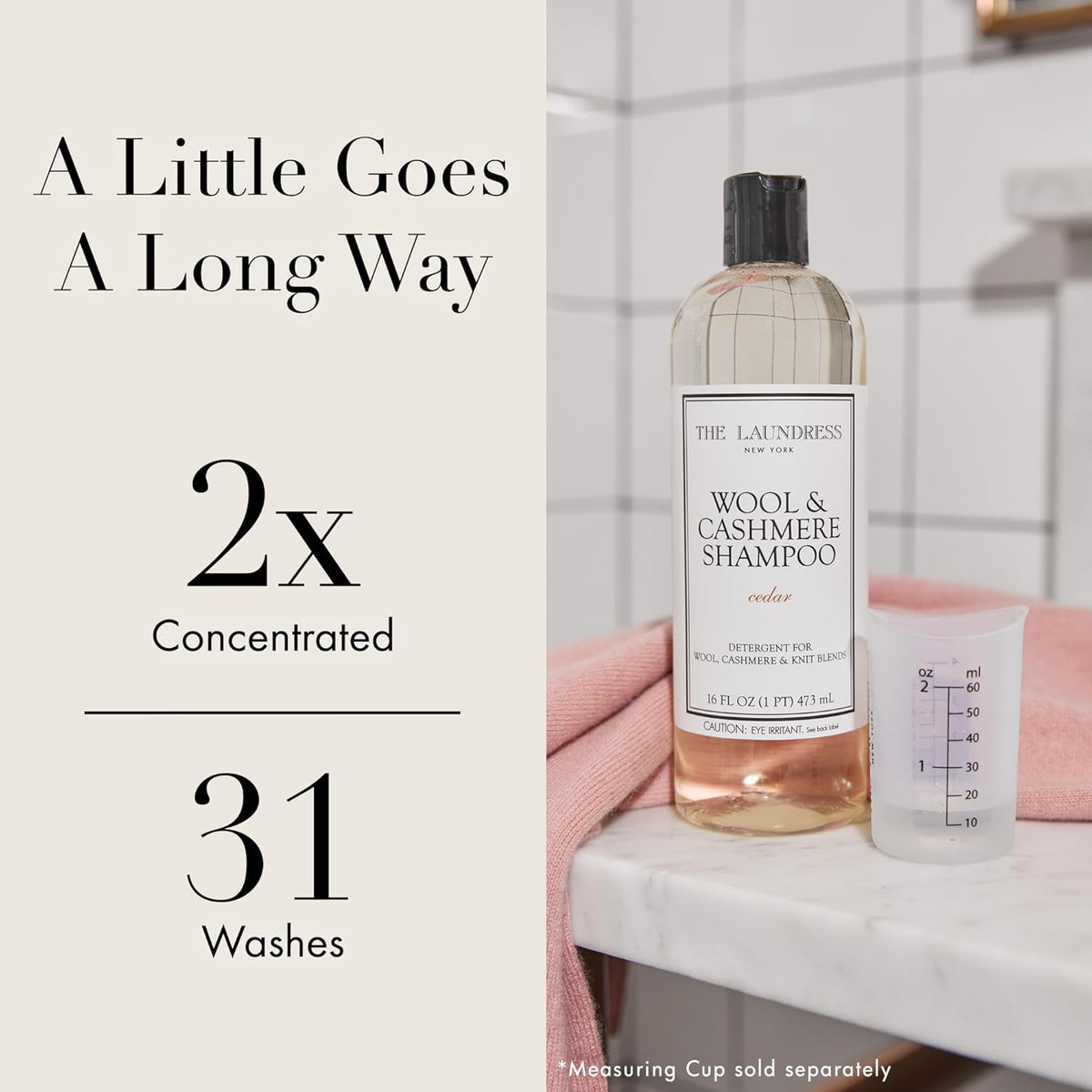The Laundress Wool & Cashmere Shampoo, Double Concentrated, Cedar Scent, Wool Detergent, Wool Wash