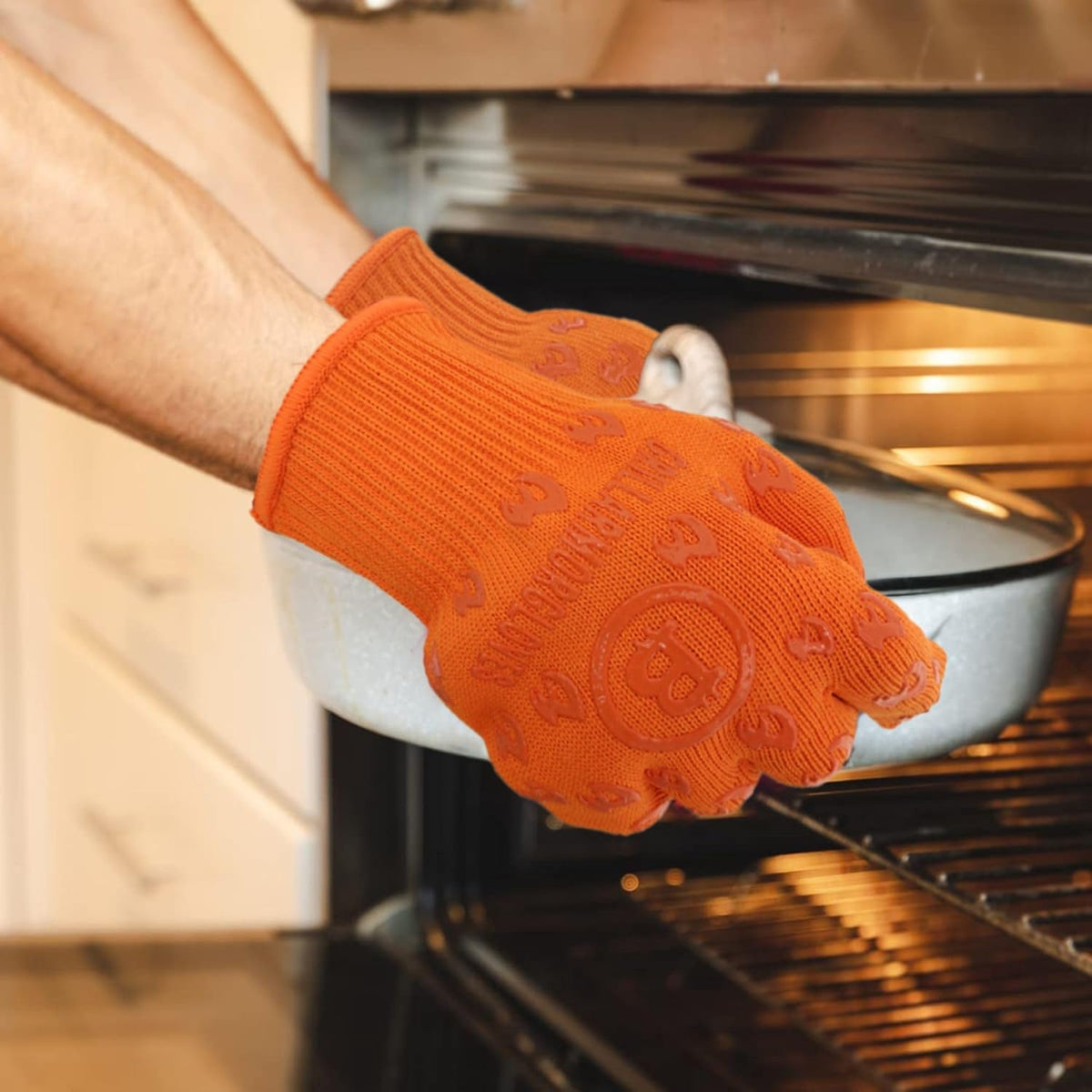Grill Armor Oven Gloves 932°F Extreme Heat & Cut Resistant Oven Mitts with Fingers for BBQ
