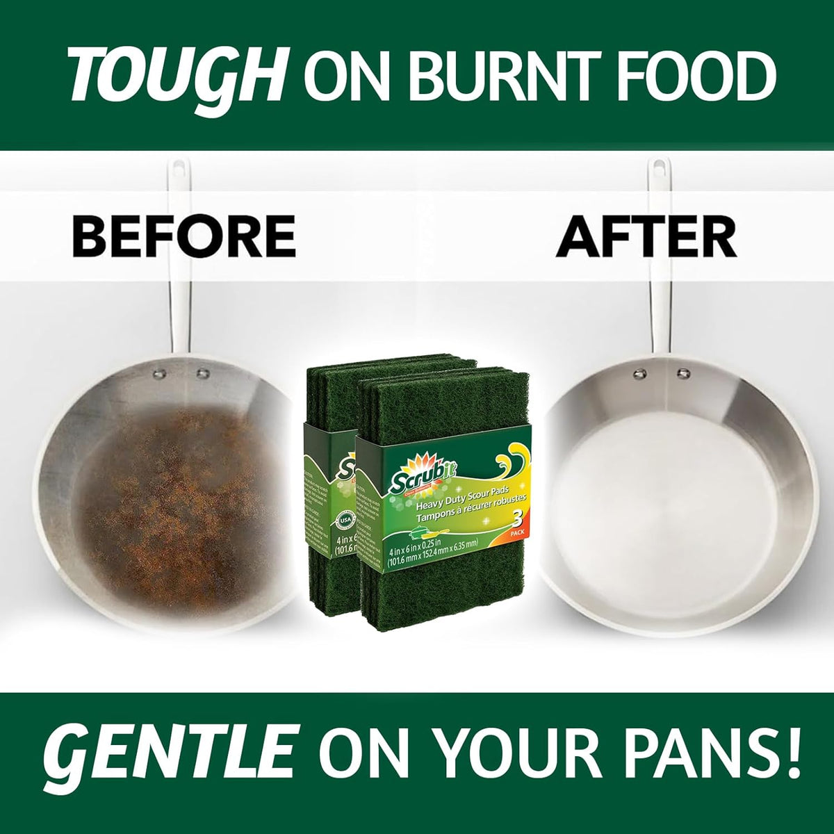 Scouring Pads - Heavy Duty Household Cleaning Scrubber with Non-Scratch Anti-Grease Technology