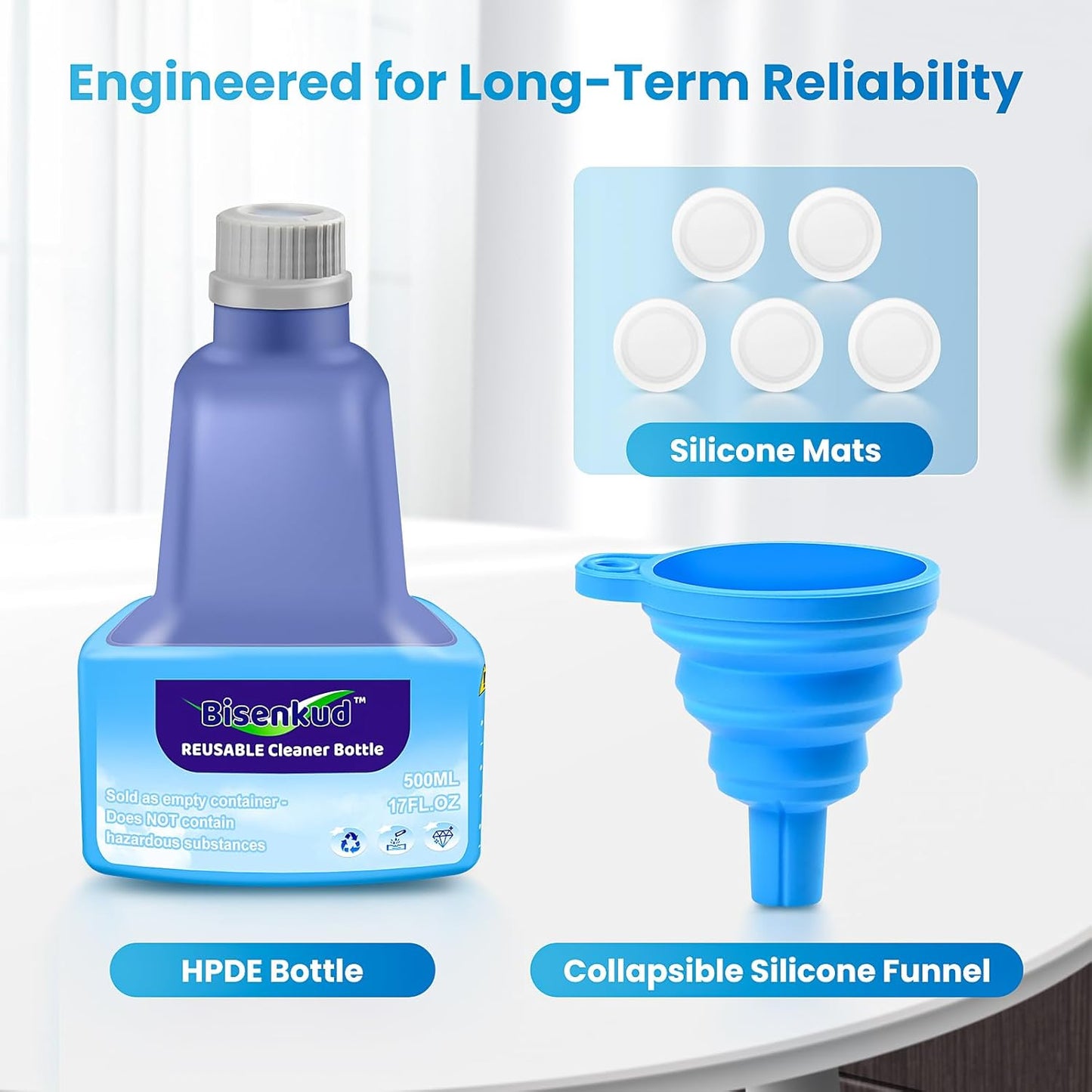Refillable Bottle for Swiffer Wet Jet Mop - 500ml /17 FL OZ - Leak-Proof HDPE Solution Bottle
