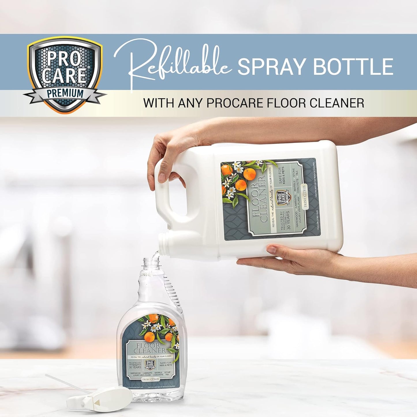 ProCare Citrus Floor Cleaner (Made in USA) | Tile, Stone, Laminate, Vinyl & Natural Wood Floor