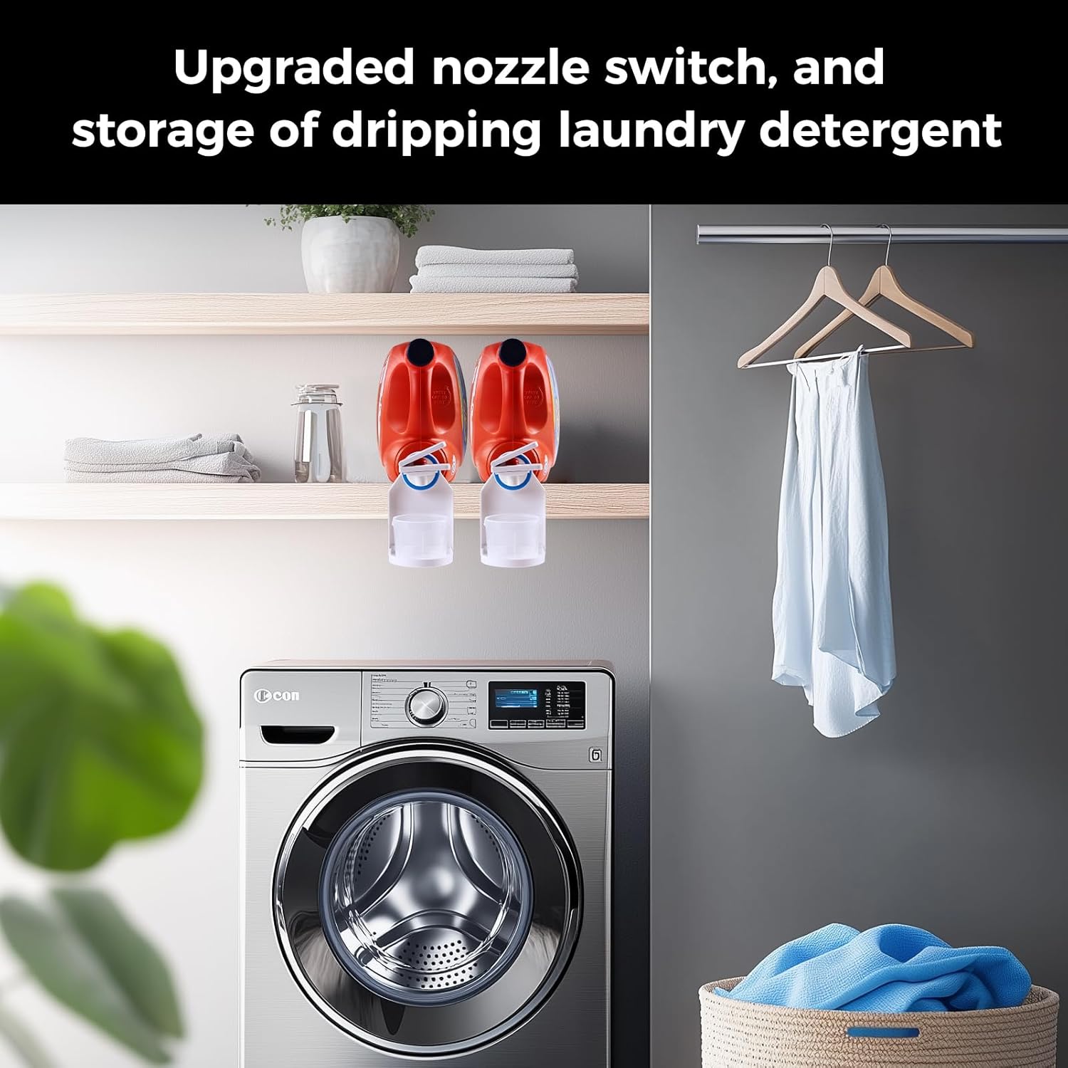 Laundry Detergent Dispenser Cup Holder & Nozzle Force-Saving Switch, Drip Catcher, Soap Dispenser