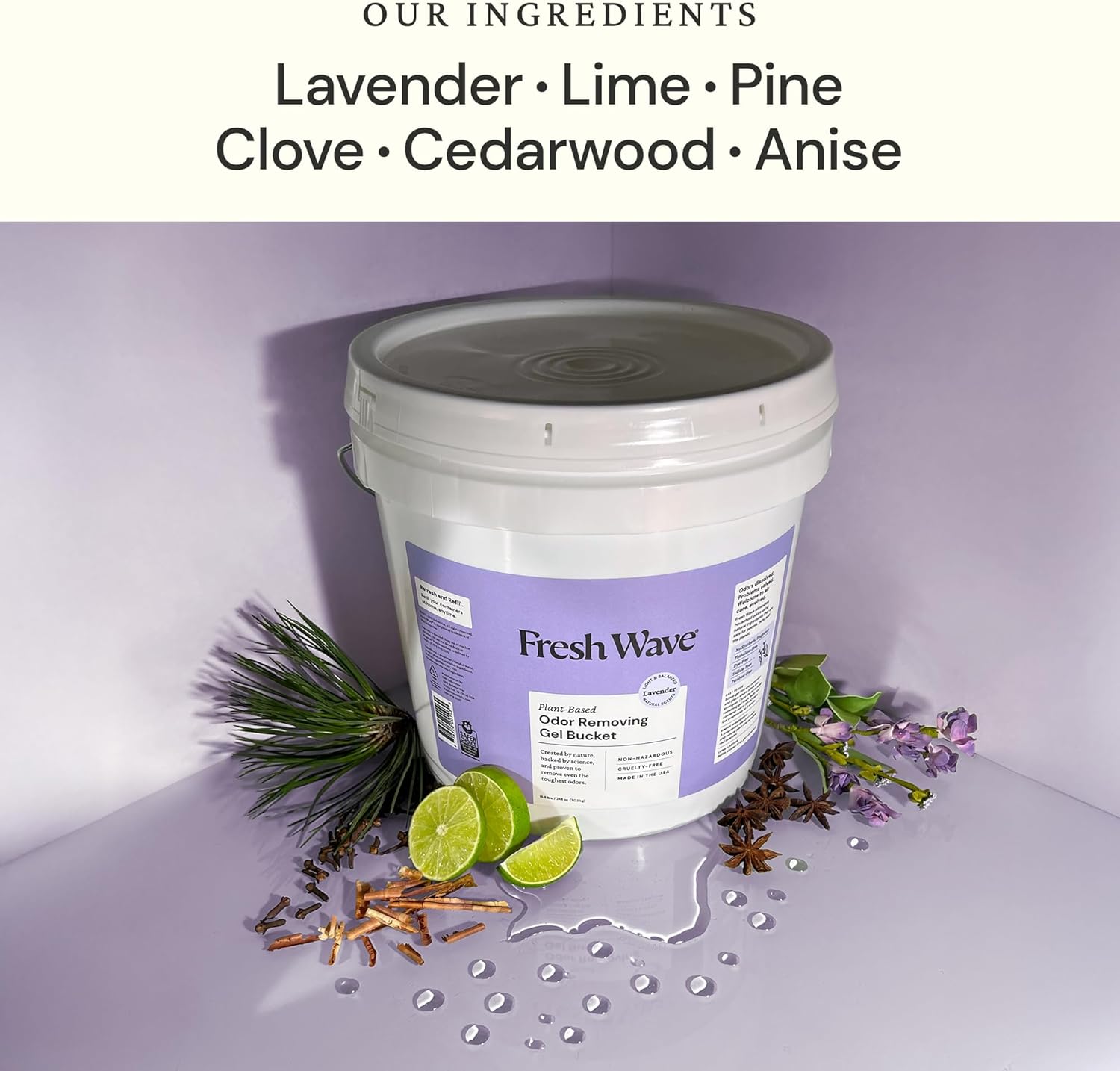 Fresh Wave Odor Removing Gel Bucket, 15.5 lb. (248 oz.) | Lavender Scent Refill | Odor Absorbers