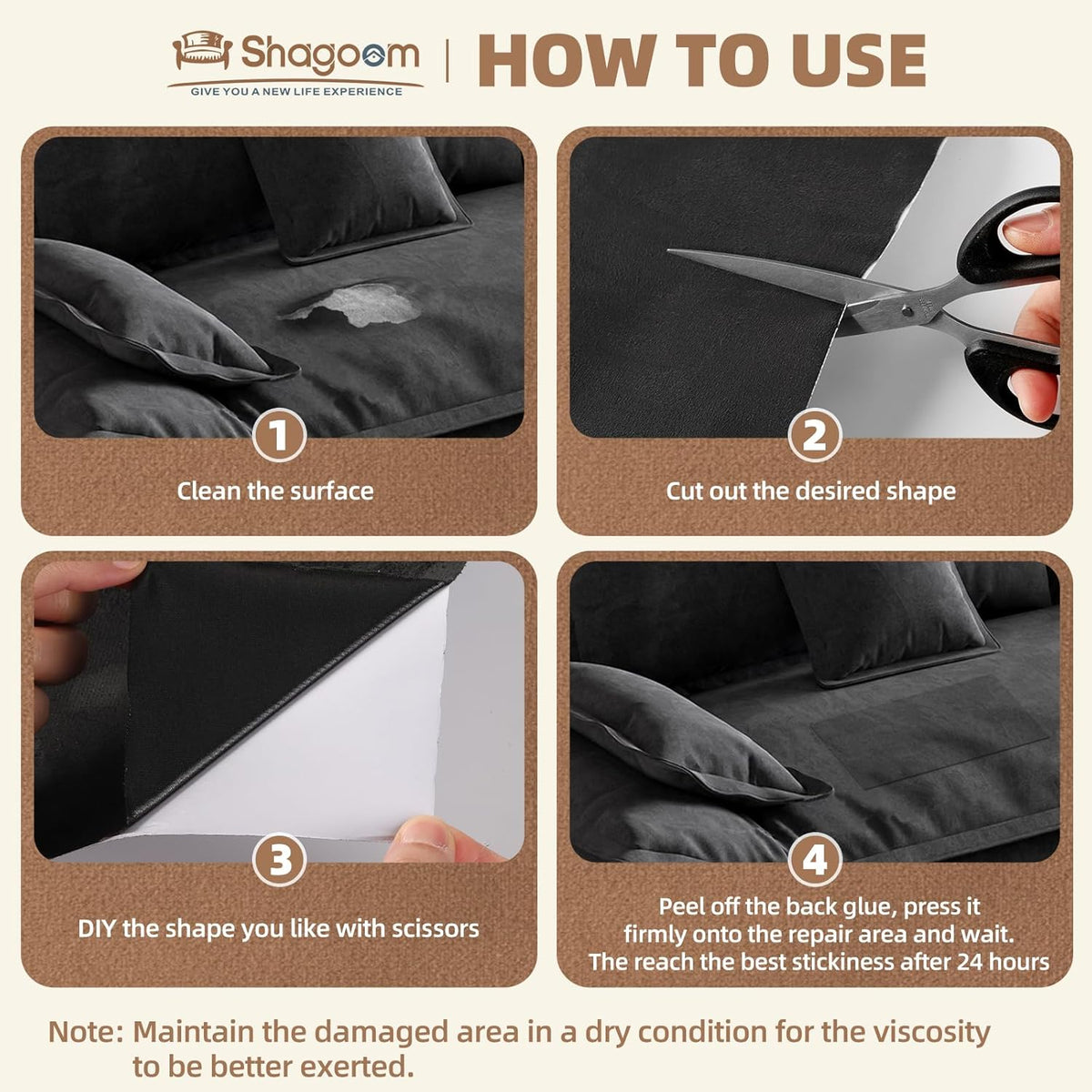 Suede Repair Patch, Large Fabric Repair Tape, Self-Adhesive Fabric Patches for Furniture, Couch