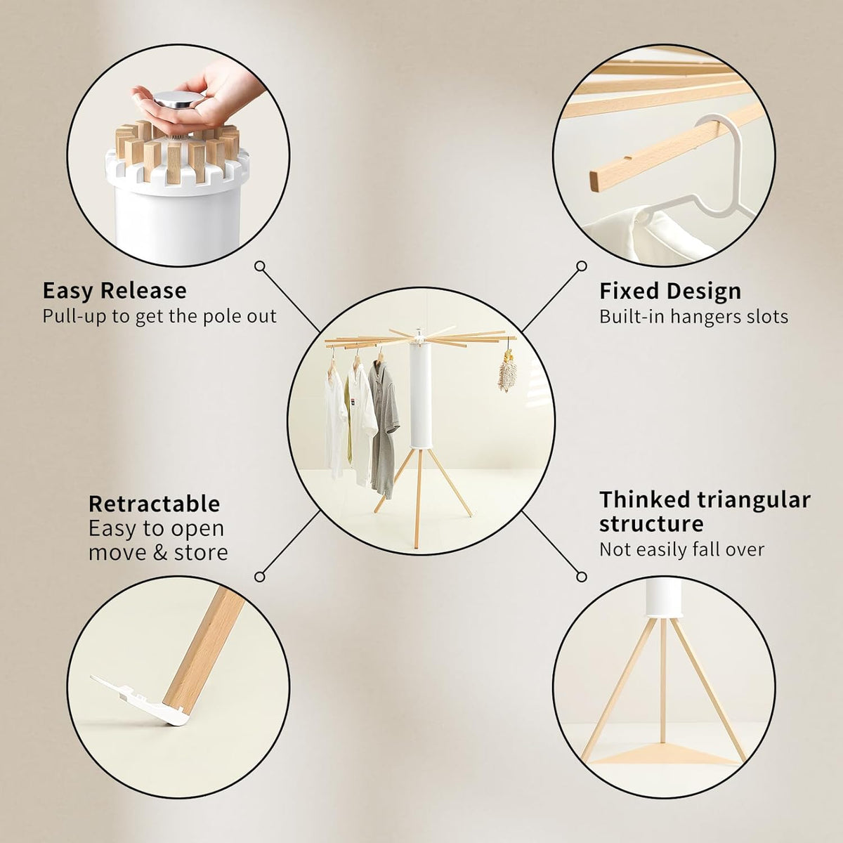 Clothes Drying Rack Tripod,Laundry Hanger Dryer Rack,Portable Drying Rack,Outdoor Clothes