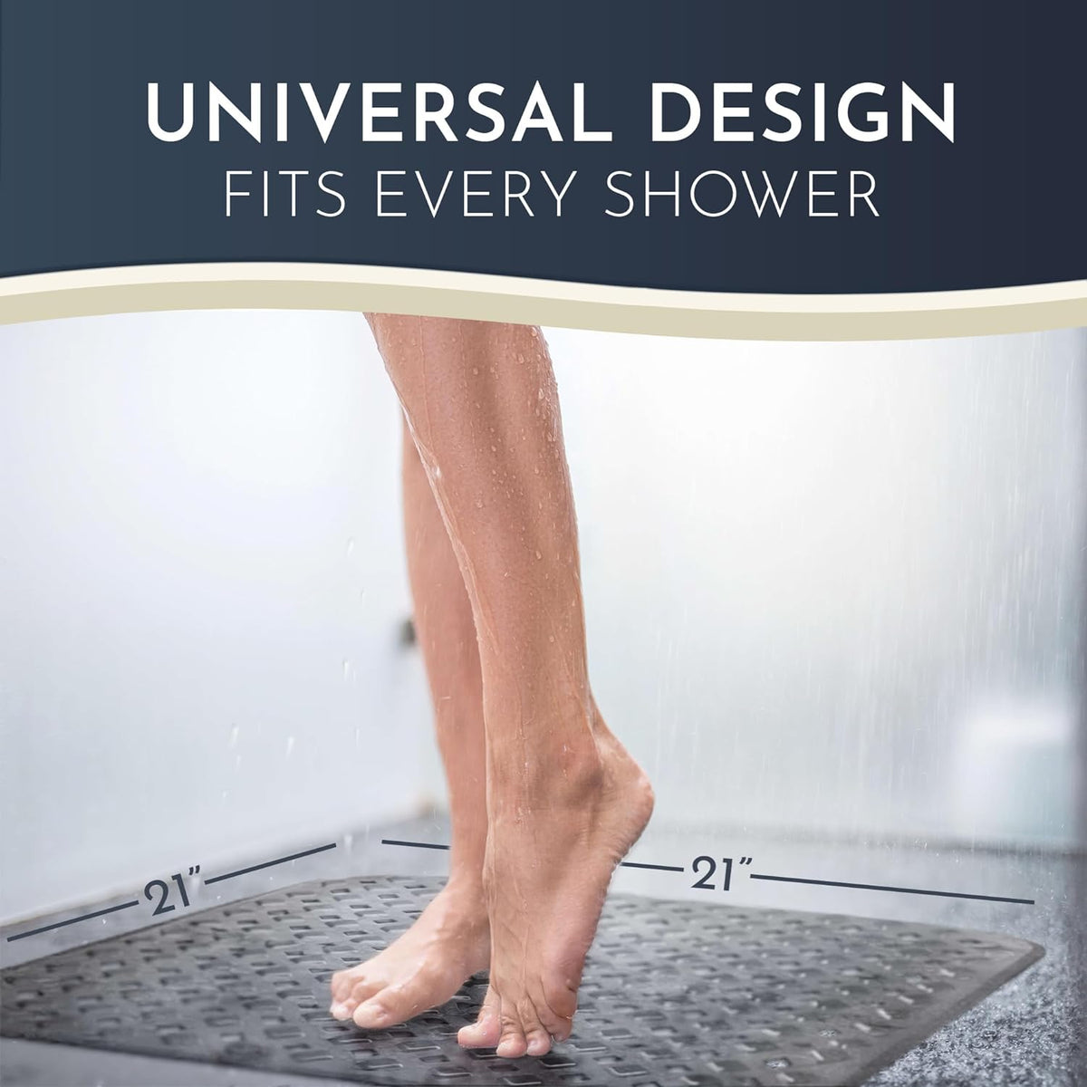 Homerella Anti Slip Shower Mat | Anti Mold Non Slip Bathtub Mat for Inside Shower | Square Floor