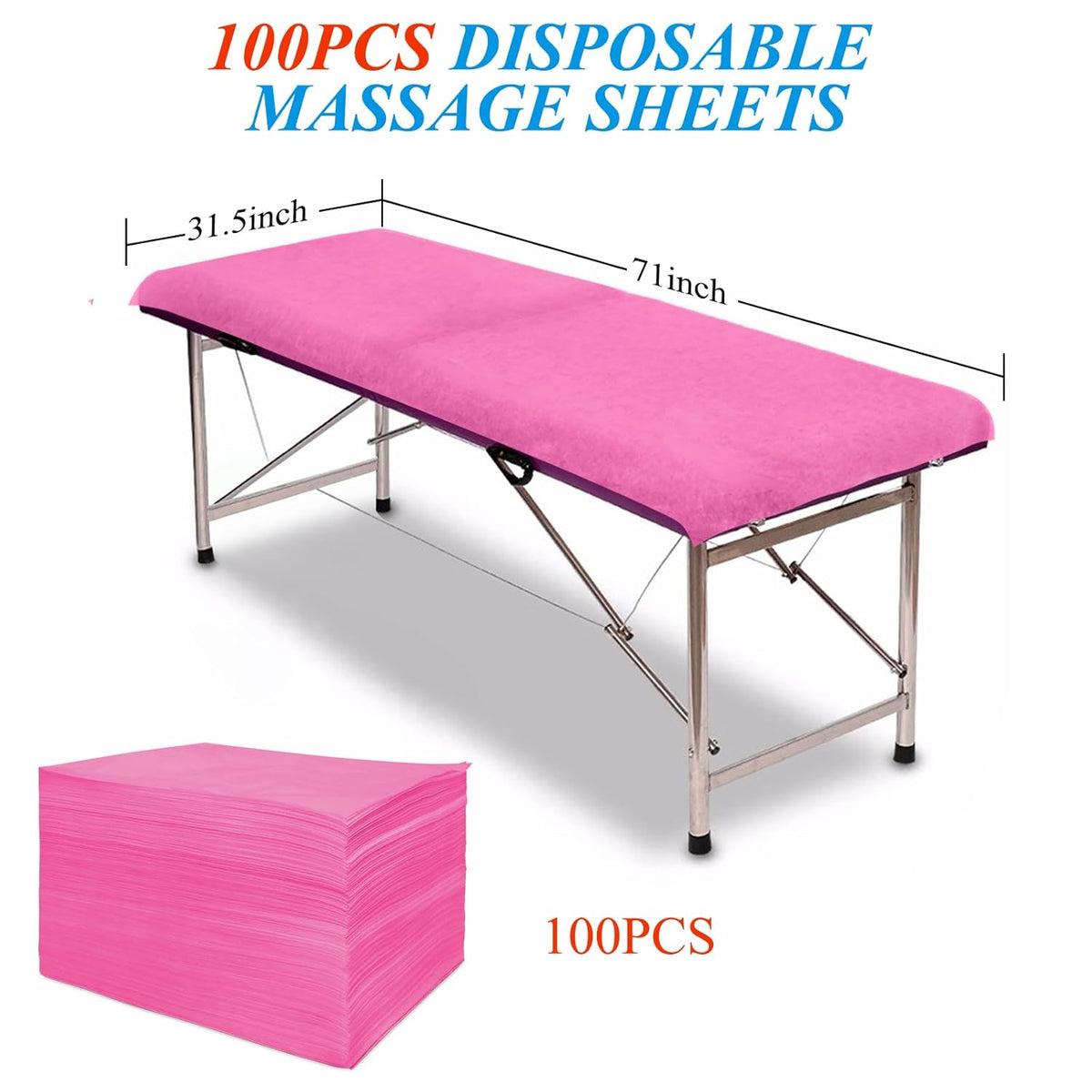 100Pcs Disposable Massage Table Sheets 31.5" x 71" Non-Woven Fabric Bed Covers for Ultimate Hygiene