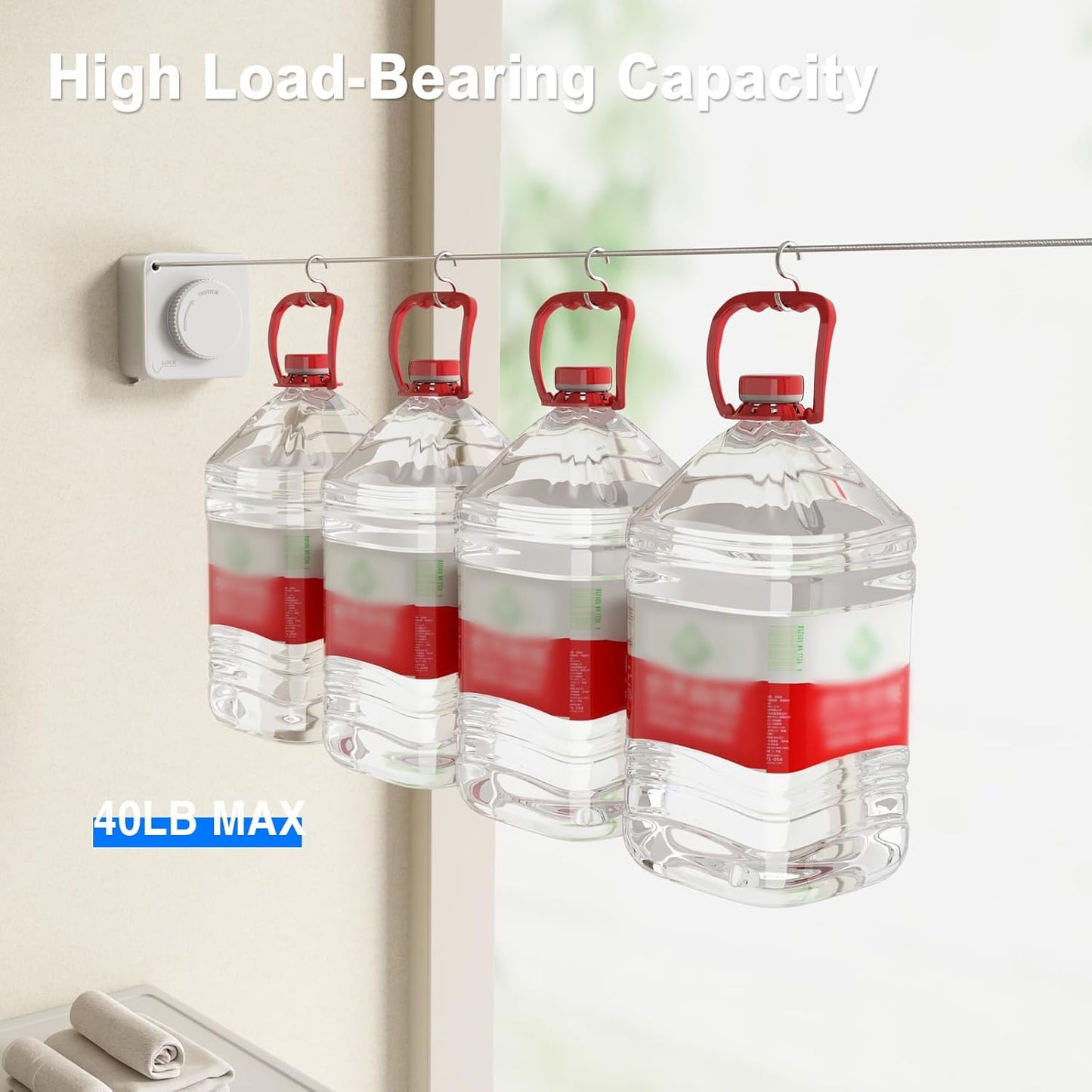 Retractable Clothesline Indoor, Non-Sagging Outdoor Clothes Line Retracting Heavy Duty Clothes