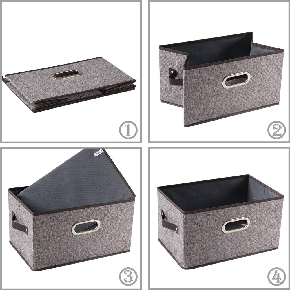 PRANDOM Large Collapsible Storage Baskets for Closet [5-pack] Decorative Fabric Storage Bins Cubes
