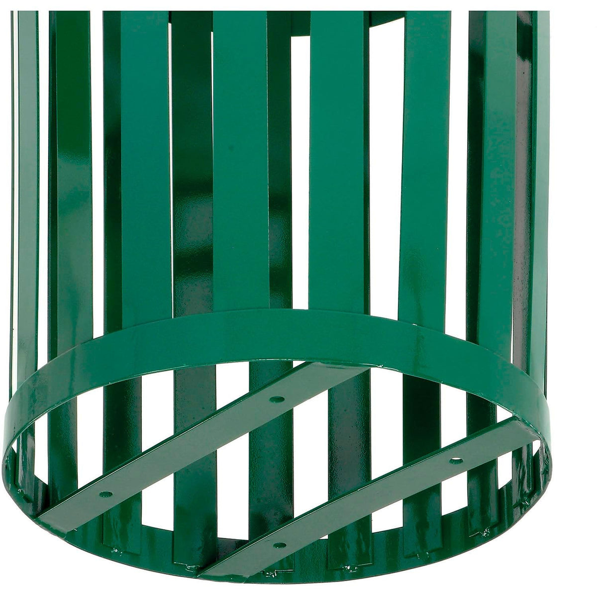 Global Industrial Heavy-Duty 36 Gallon Capacity Outdoor Metal Slatted Trash Receptacle with Rain