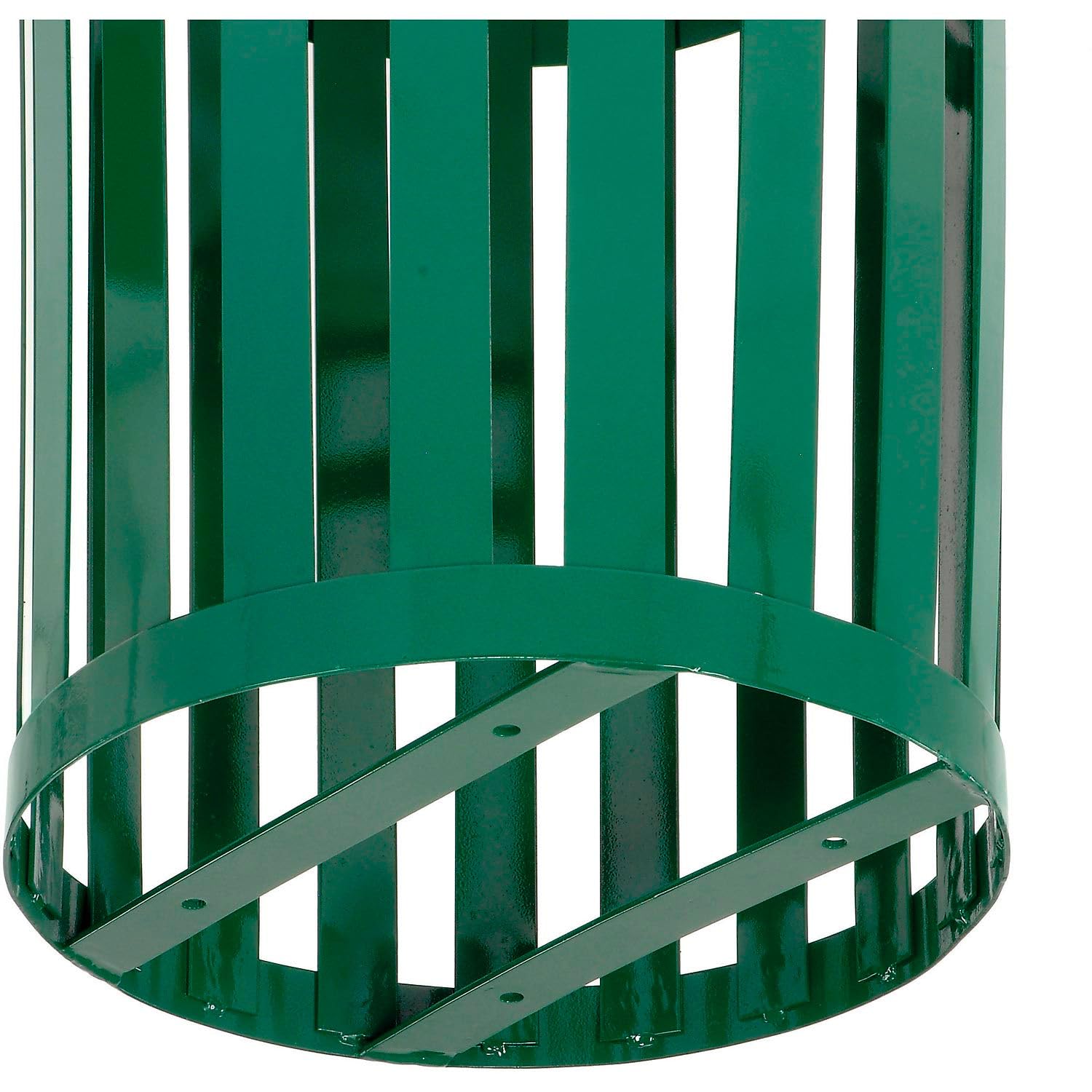 Global Industrial Heavy-Duty 36 Gallon Capacity Outdoor Metal Slatted Trash Receptacle with Rain