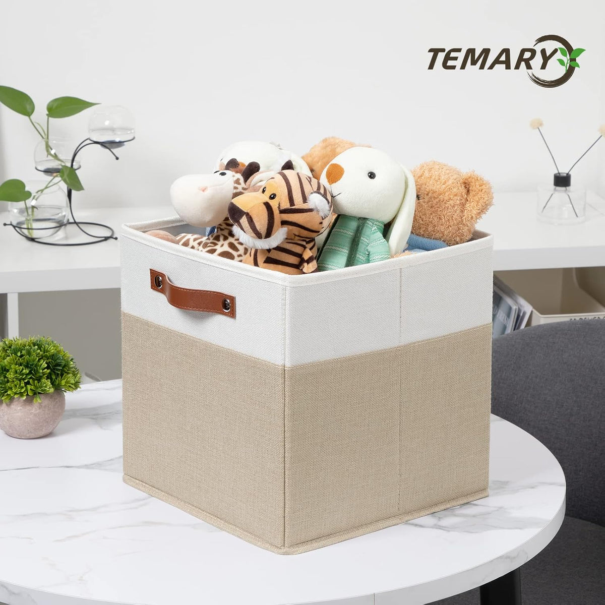 Temary Fabric Storage Cubes - 12 Inch Collapsible Bins (4Pack) - Empty Gift Baskets for Organizing