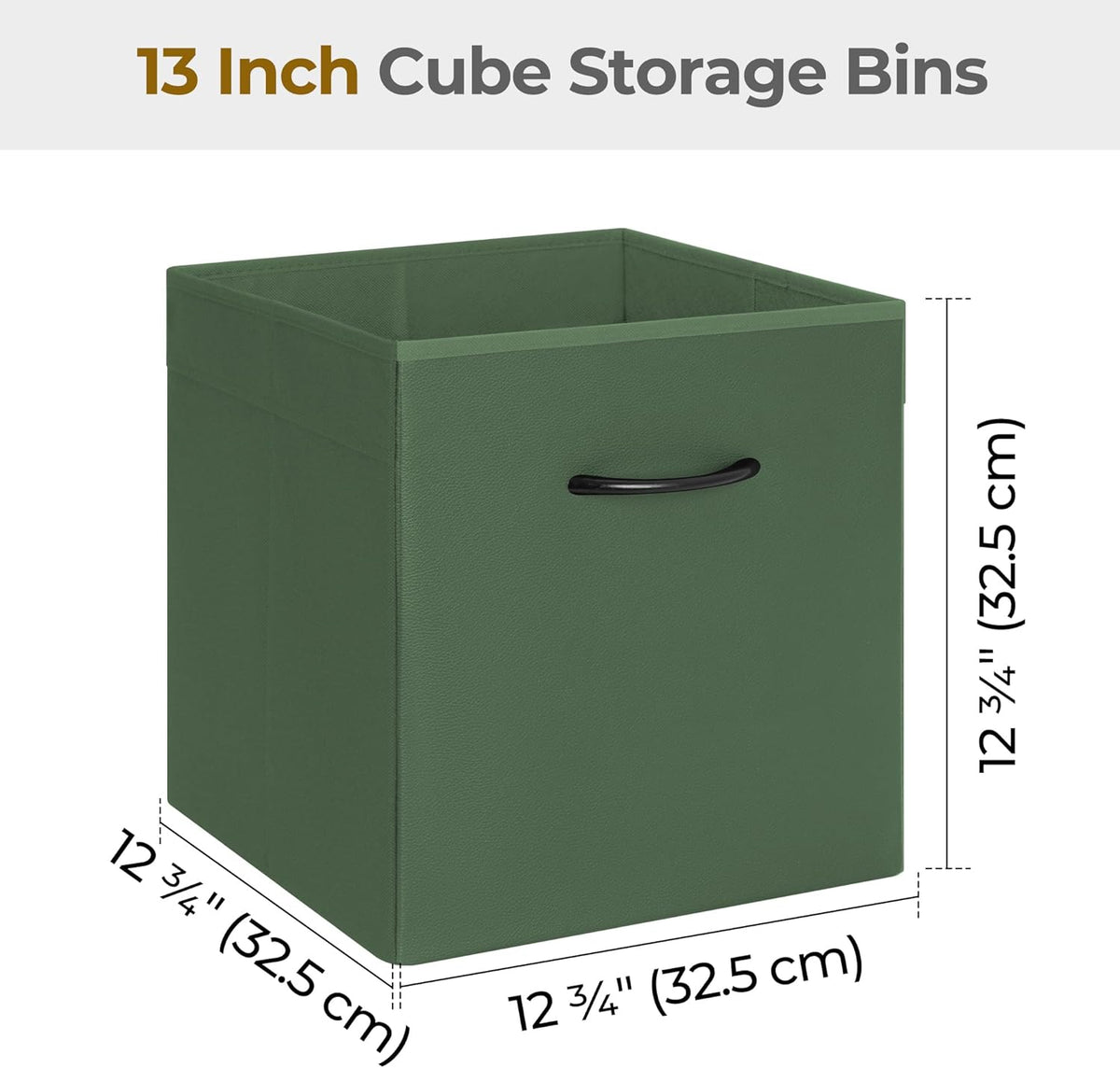 StorageWorks Green Storage Cubes, 13x13 Storage Cube Bins with Handle, Cube Storage Organizer Bins