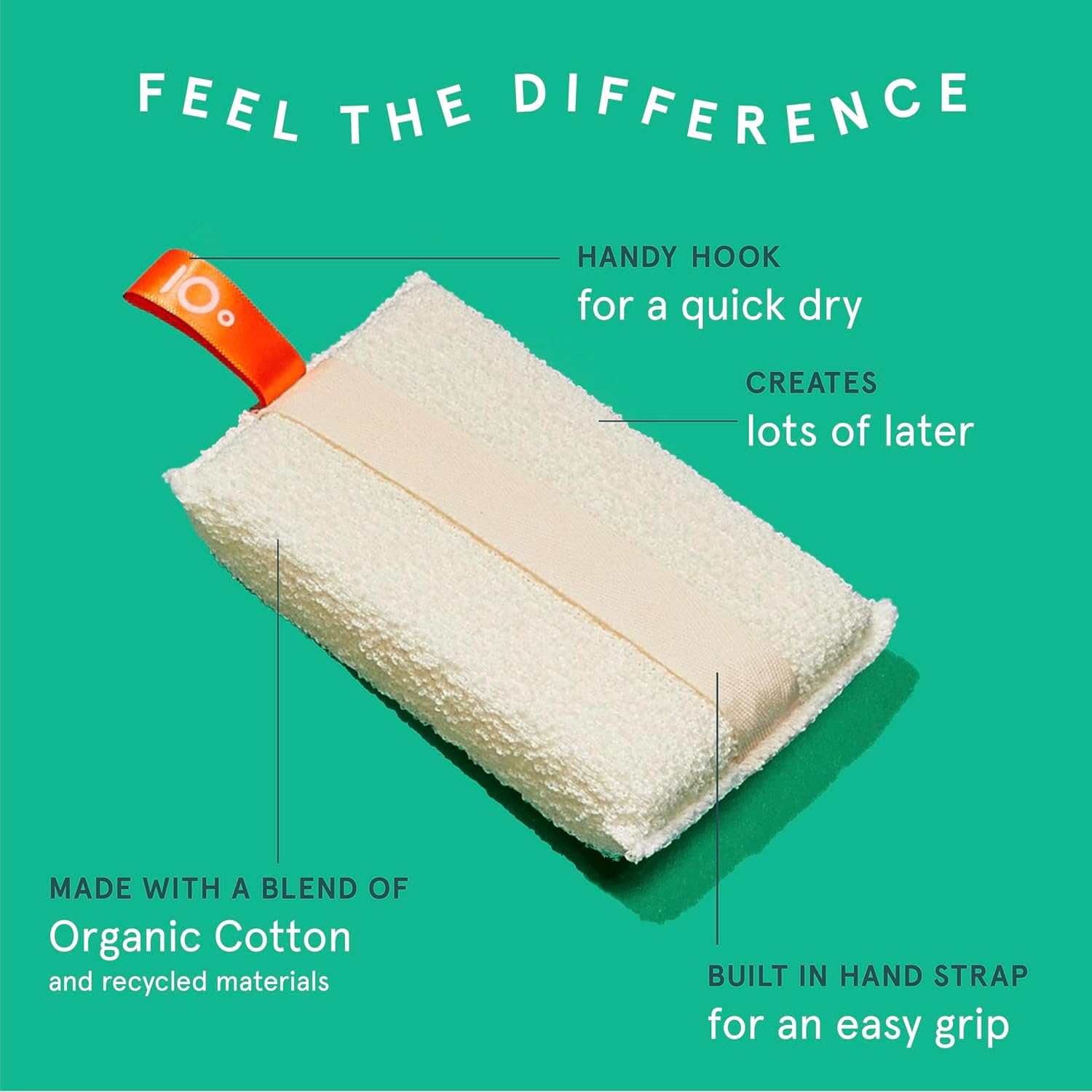 Cleanlogic Organic Cotton Exfoliating Body Scrubber, Reusable Exfoliator Tool for Smooth and Softer