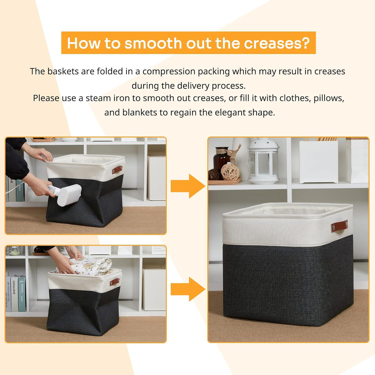 DULLEMELO Storage Baskets, 13 Inch Cube Storage Bins for Shelves Closet Nursery Toy Storage