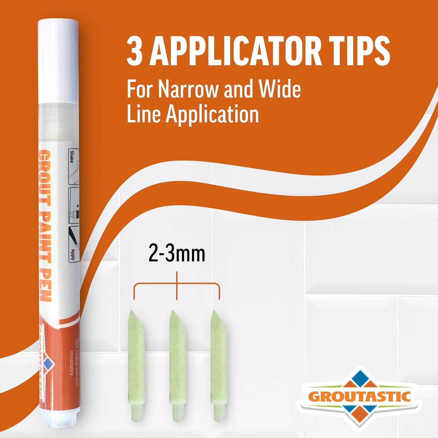 White Grout Paint Pen – Waterproof Tile Grout Colorant & Sealer Marker, Quick-Dry, 3 Adjustable