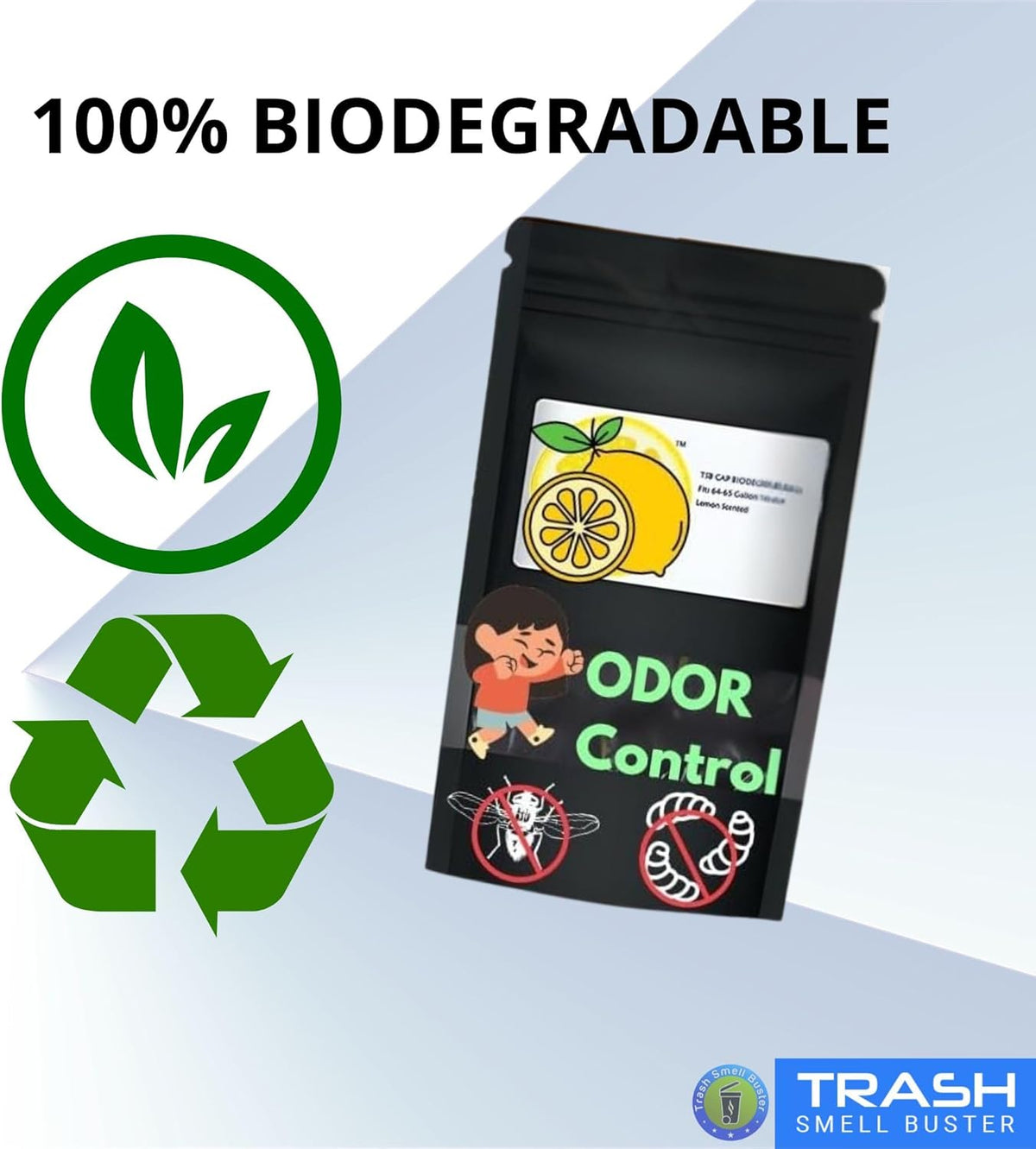 Trash Can Cover Odor Eliminating Bag with Elastic Rubber Band Lemon Scented Durable Effective