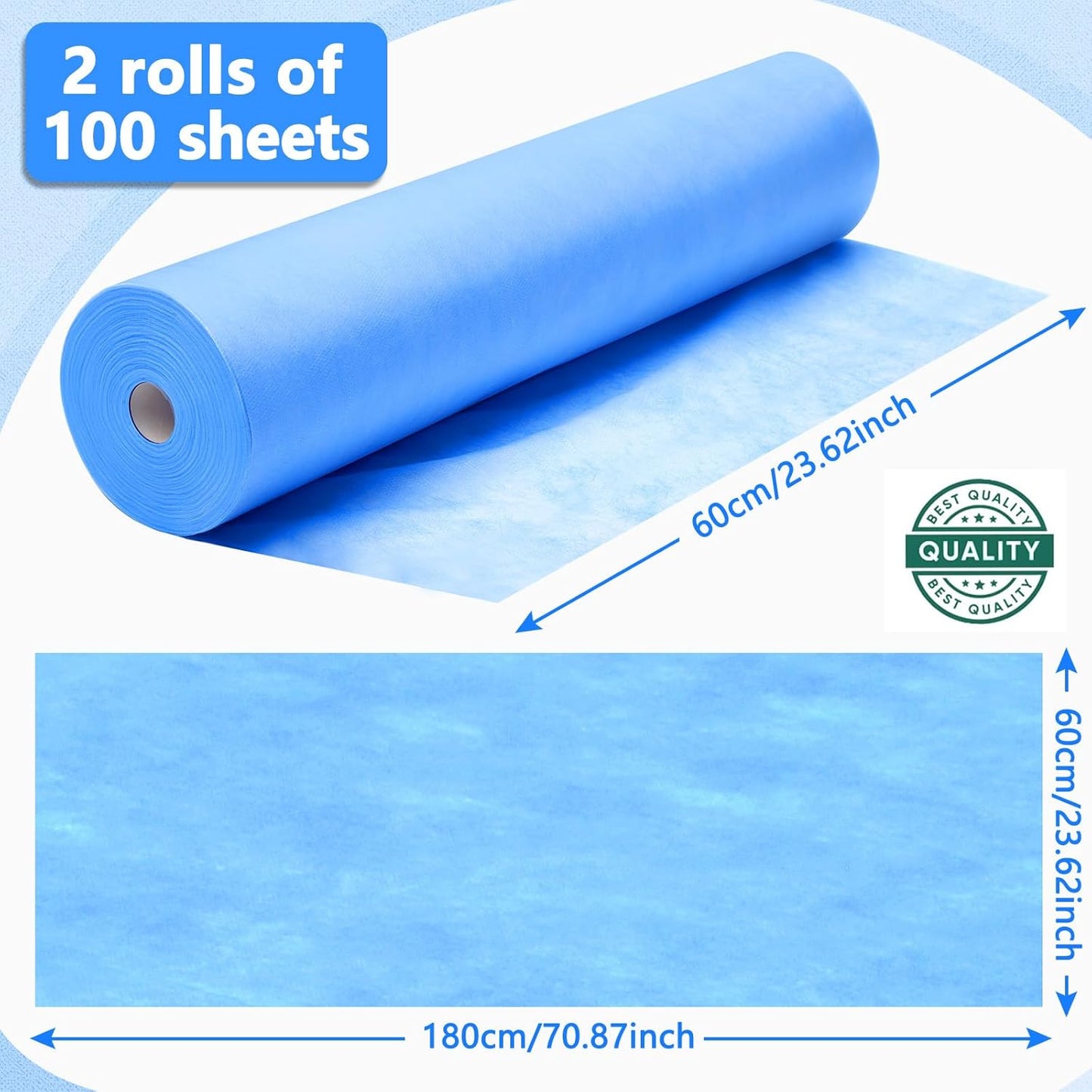 Tudomro 2 Roll Disposable Non Woven Bed Sheets 24 x 71 Inch Massage Table Paper Covers Non Woven