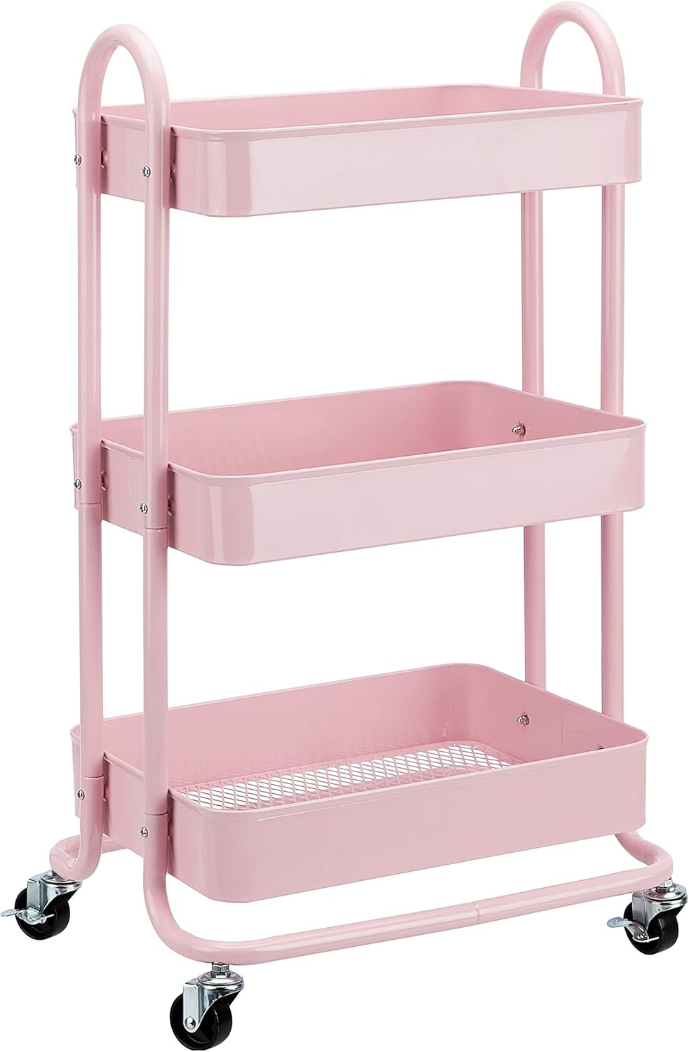Amazon Basics 3-Tier Rolling Utility or Kitchen Cart, Lockable Wheels, Multifunctional Storage