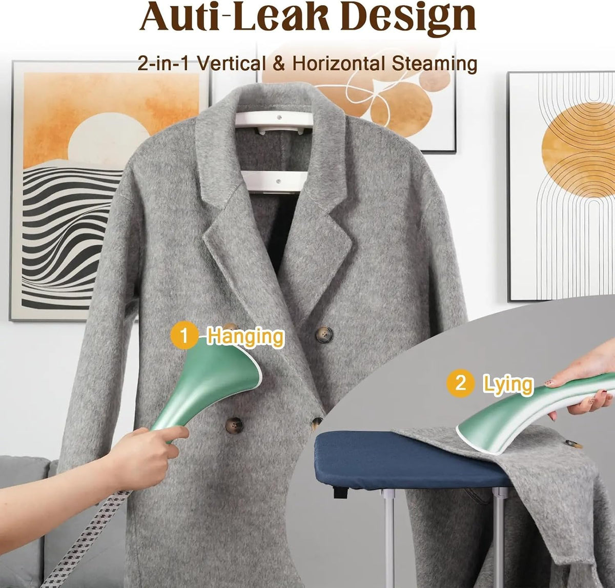 Standing Garment Steamer, 2000W Powerful Steamer for Clothes, 10 Steam Levels, 2.7L Water Tank for