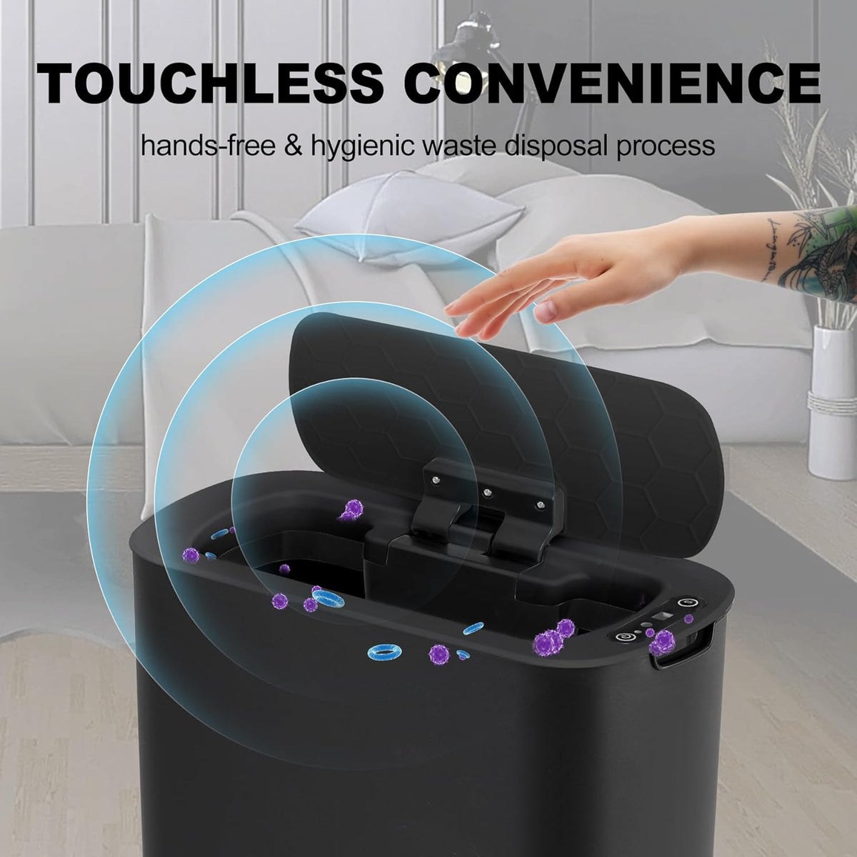 Cesun Motion Sensor Trash Can, 5 Gallon Automatic Bathroom Garbage Can with Lid, Touchless Smart