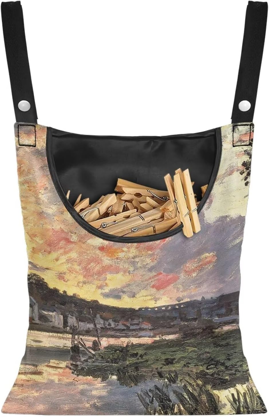 All-Weather Clothespin Holder Bag - Bennecourt, Soleil Couchant Durable Outdoor Storage Solution