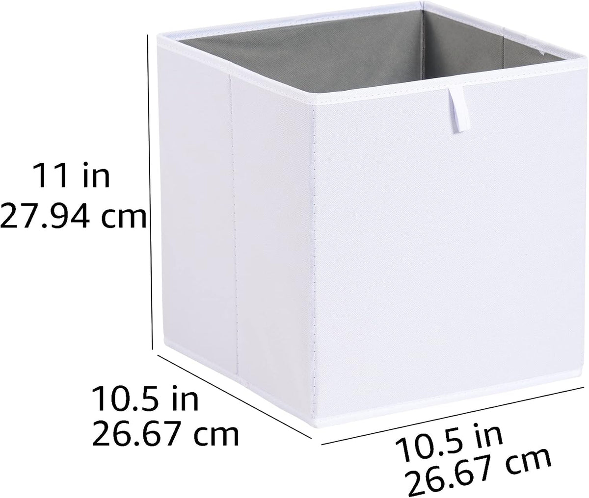 Amazon Basics Cube Organizer Bins, Collapsible Storage Baskets for Shelves, White, Pack of 6
