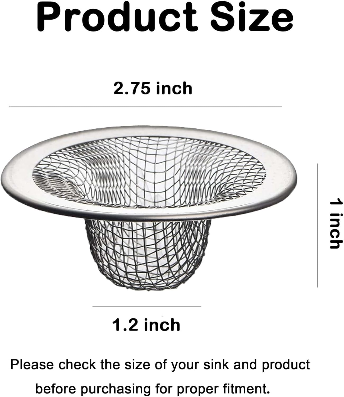 20Pcs Bathroom Sink Drain Strainer Screen Mesh, 2.75'' Stainless Steel Slop Basket Filter Trap Sink
