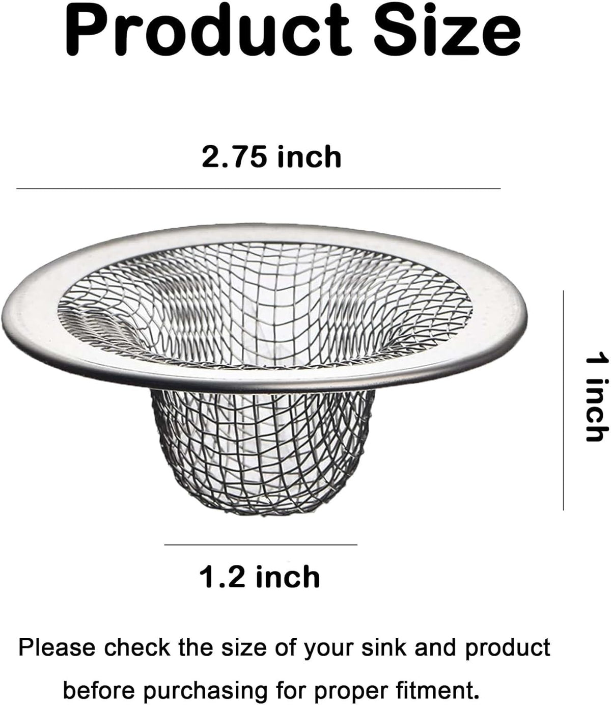 20Pcs Bathroom Sink Drain Strainer Screen Mesh, 2.75'' Stainless Steel Slop Basket Filter Trap Sink