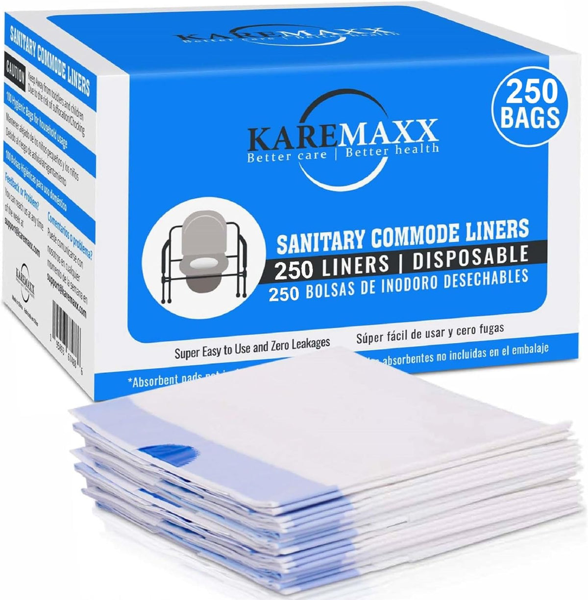 Disposable Potty liners - 250, Bed side commode Liners, Portable Toilet Bag, Potty Bags for