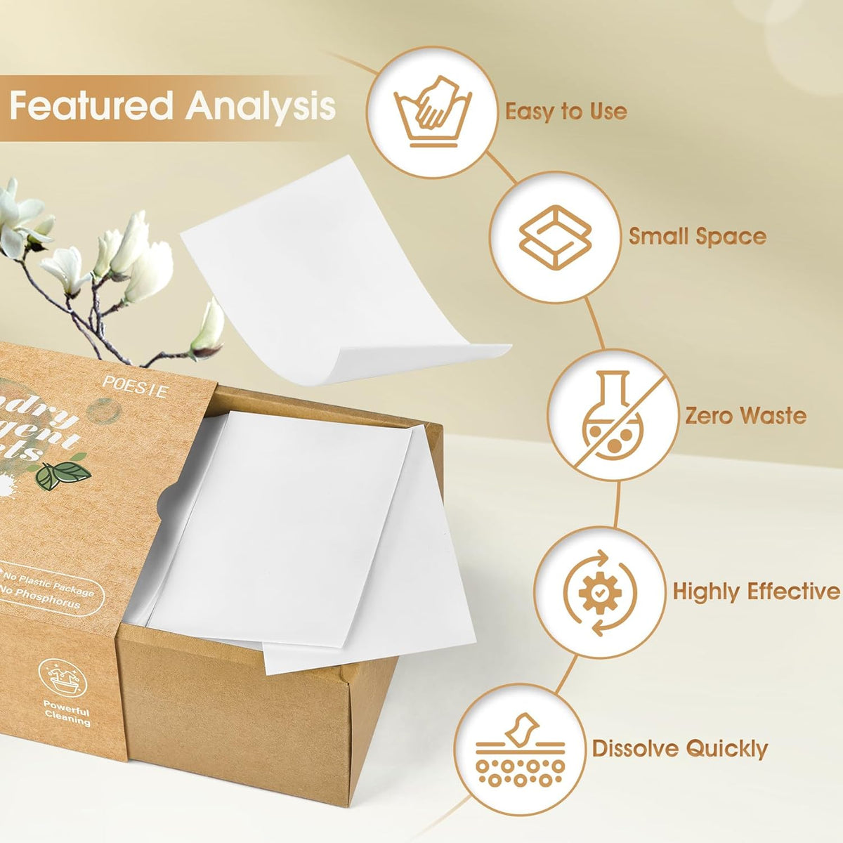 Poesie Laundry Detergent Sheets Magnolia Scent 3 Pack 480 Strips Liquid Less Effective Cleaning