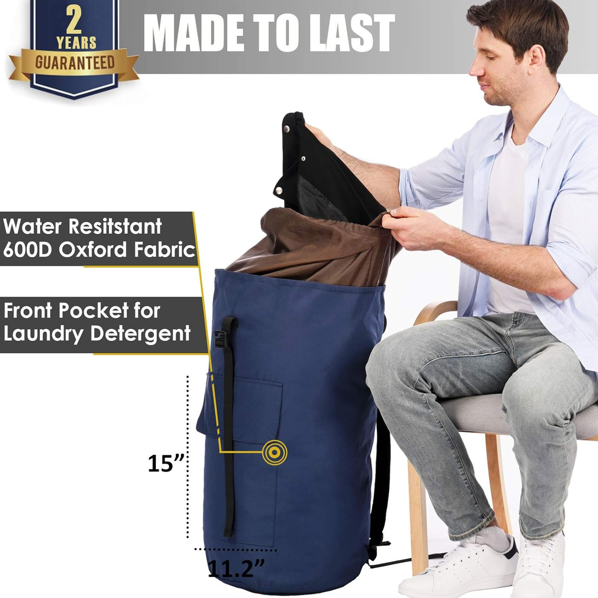 Laundry Bag Backpack Extra Large, 115L Laundry Backpack with Padded Shoulder Strap, Sturdy Travel