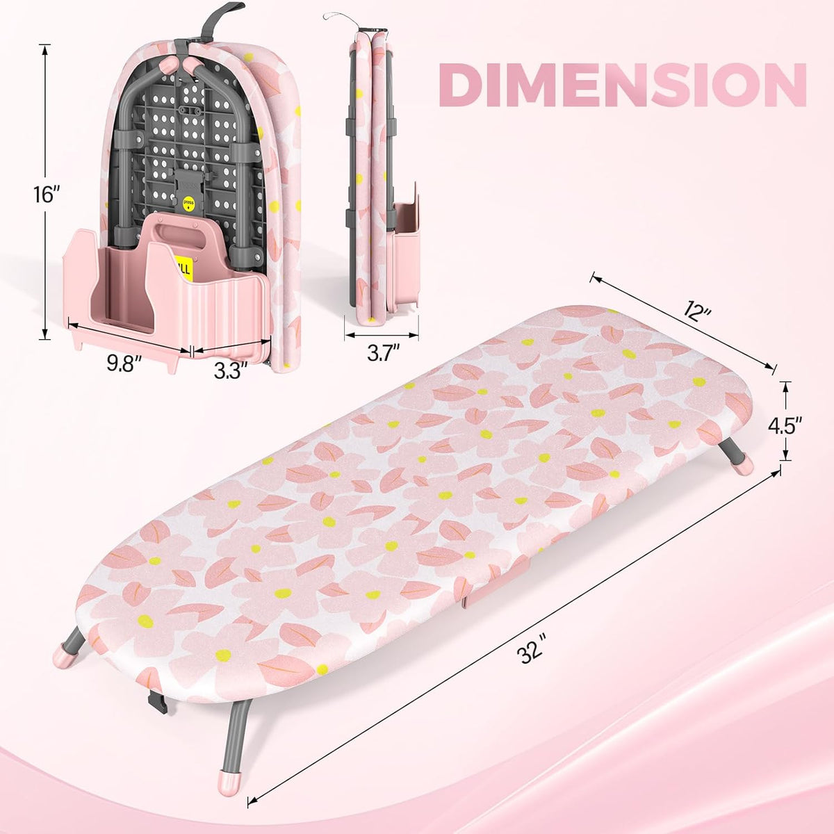 APEXCHASER Small Ironing Board with Iron Holder, Compact Iron Board with Non-Slip Feet, Portable