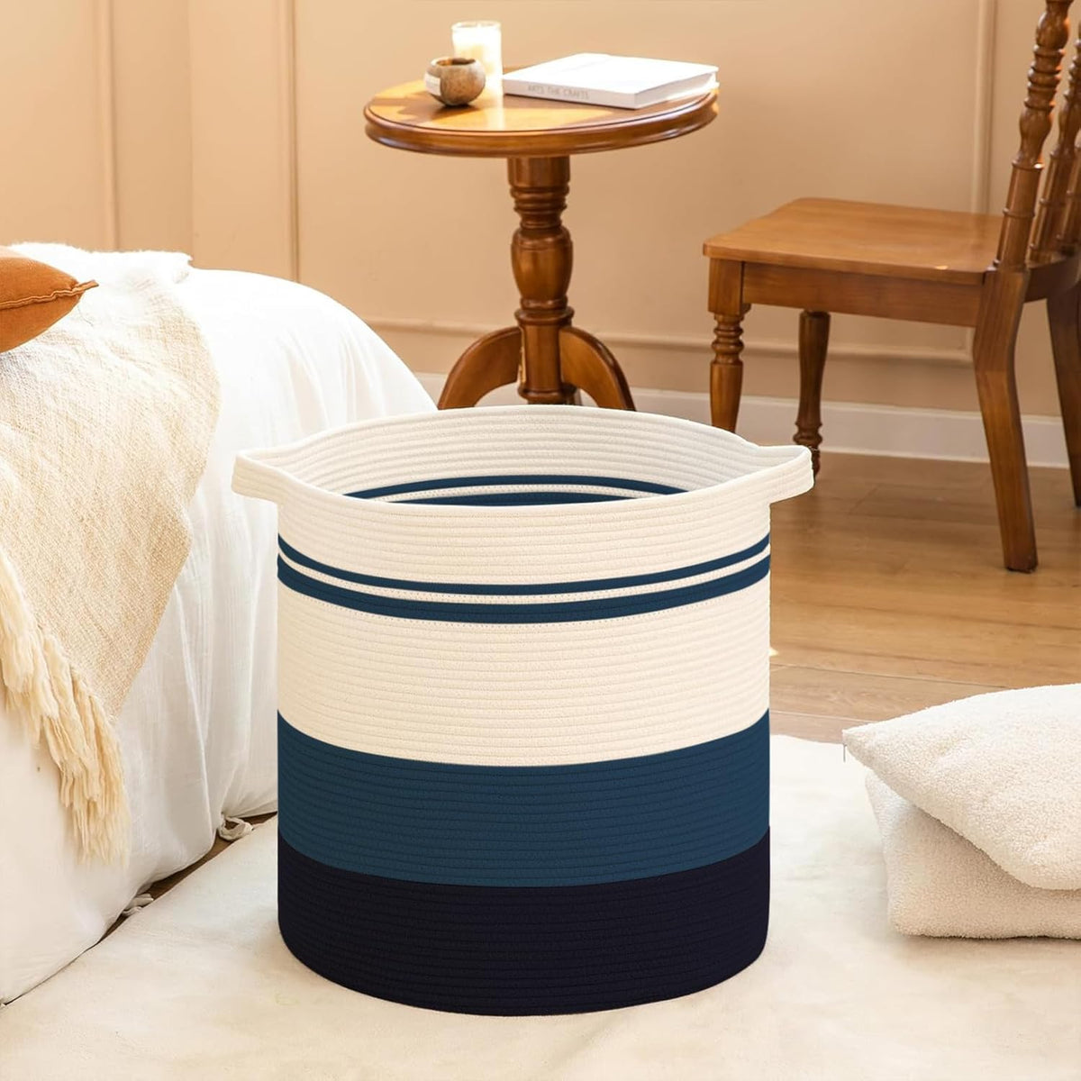 OIAHOMY 80L Laundry Baskets Hamper with Handles,Decorative Basket for Living room,Woven Storage