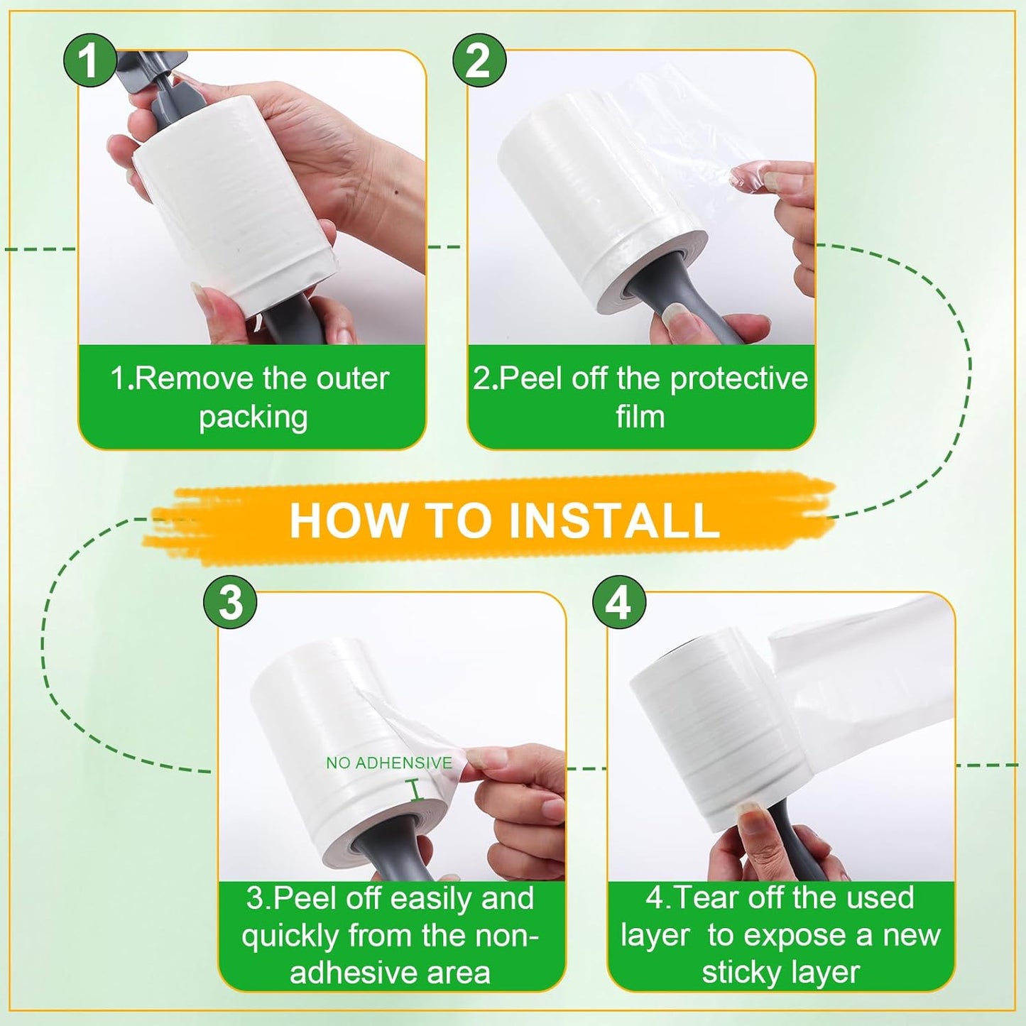 Lint Roller for Pet Hair 500 Sheets Extra Sticky Pet Hair Remover for Clothes Furniture Carpet