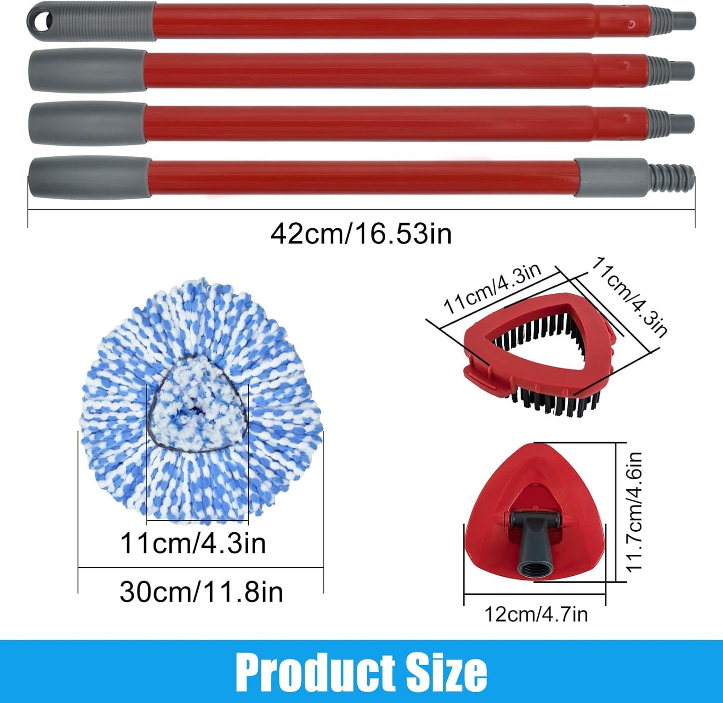 Mop Replace Head Mop Handle for O Cedar Mop, Mop Replacement for Ocedar Spin Mop Includes 2 Mop