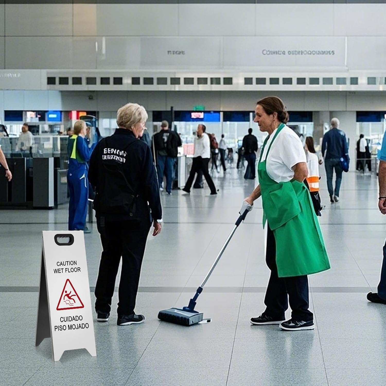 2 Pcs 24 Inch Stainless Steel Wet Floor Sign, Heavy Duty Caution Wet Floor Sign Double Sided