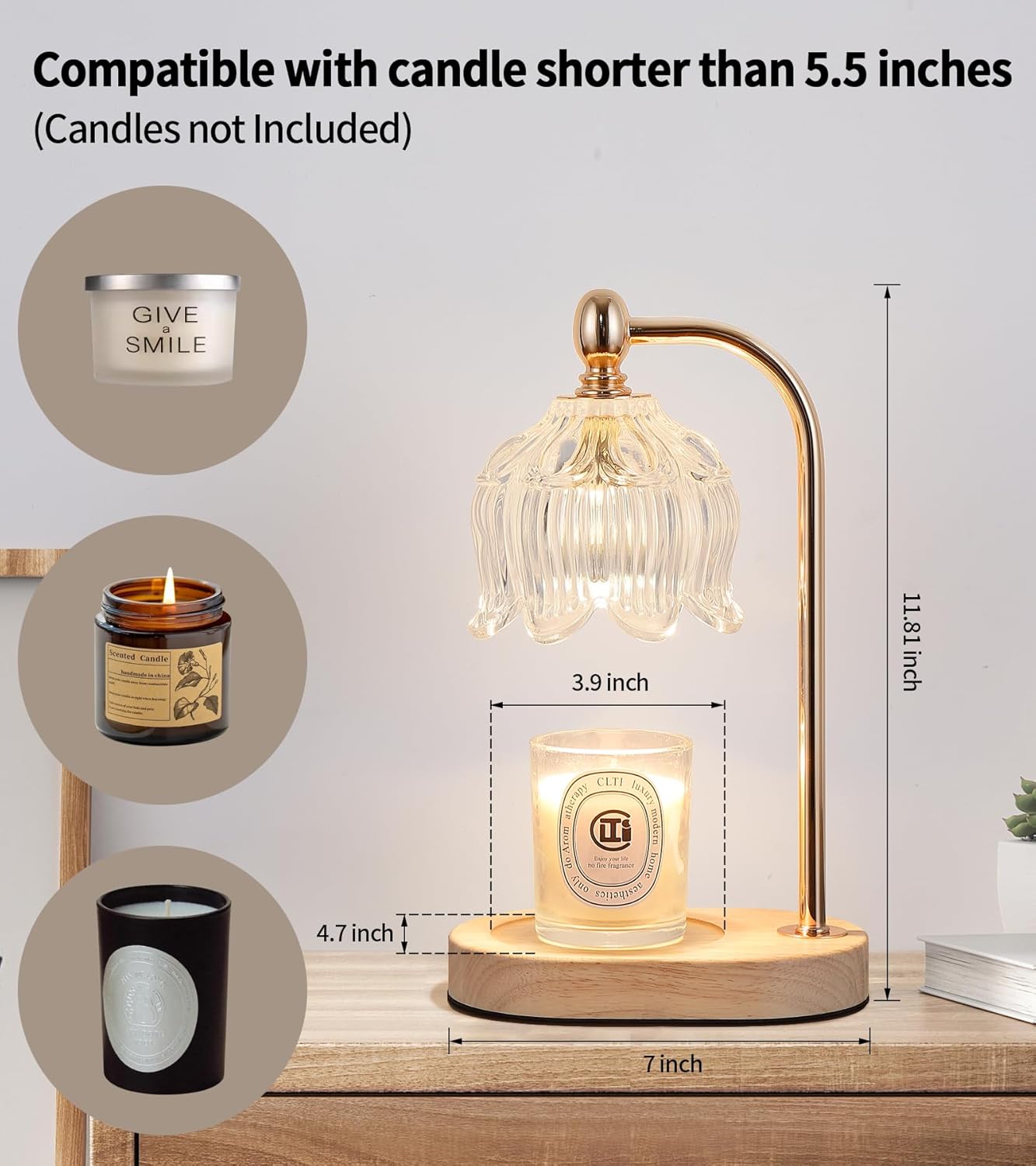 Candle Warmer Lamp with Timer and Dimmer,Electric Gold Light Gifts for Women Melt Wax Warmer Lamp