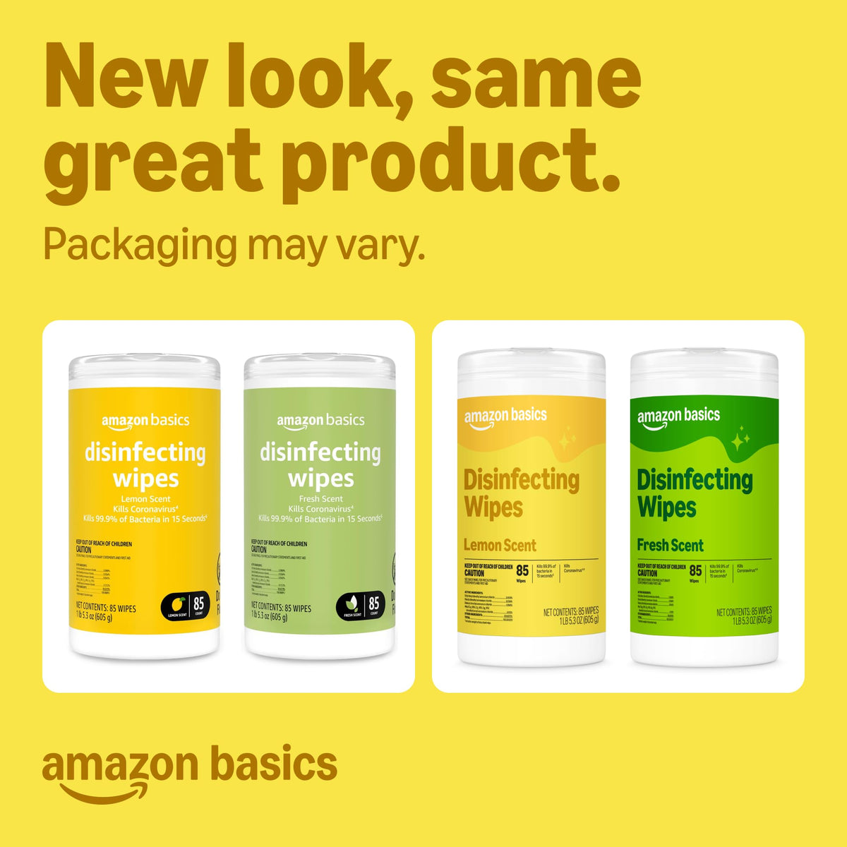 Amazon Basics Disinfecting Wipes, Lemon & Fresh Scent, Sanitizes, Cleans, Disinfects & Deodorizes